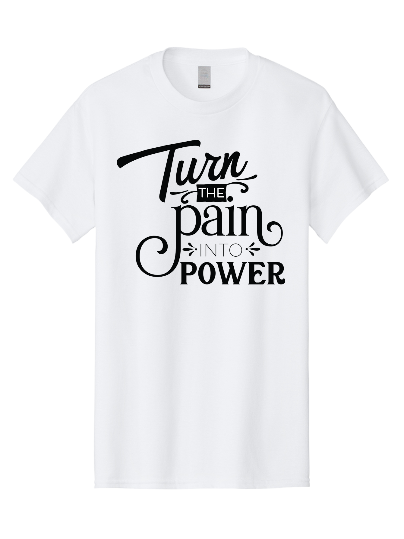 Turn-The-Pain-Into-Power Men'S Graphic Tee, 100% Cotton, Comfortable Casual Summer Wear, Machine Washable, Motivational Quote, Inspirational Phrase, Overcoming Adversity, Inner Strength, Personal Growth, Empowerment, Mental Toughness, Aad274
