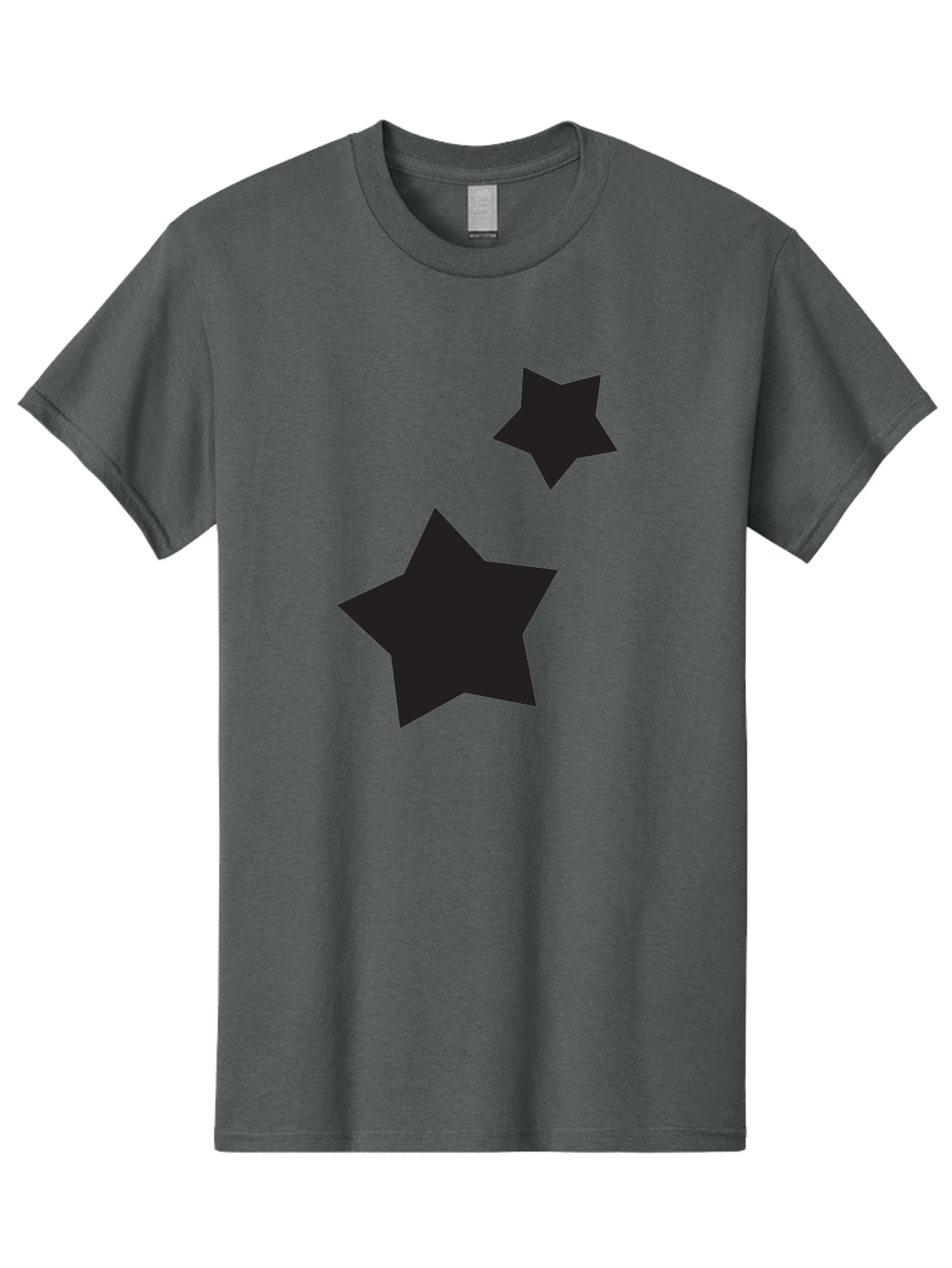 Two-Black-Stars Men'S Graphic Tee, 100% Cotton, Comfortable Casual Summer Wear, Machine Washable, Star Silhouettes, Black Stars, Simple Shapes, Minimalist Design, Abstract Art, Celestial Theme, Graphic Elements, Creative Design Aad275