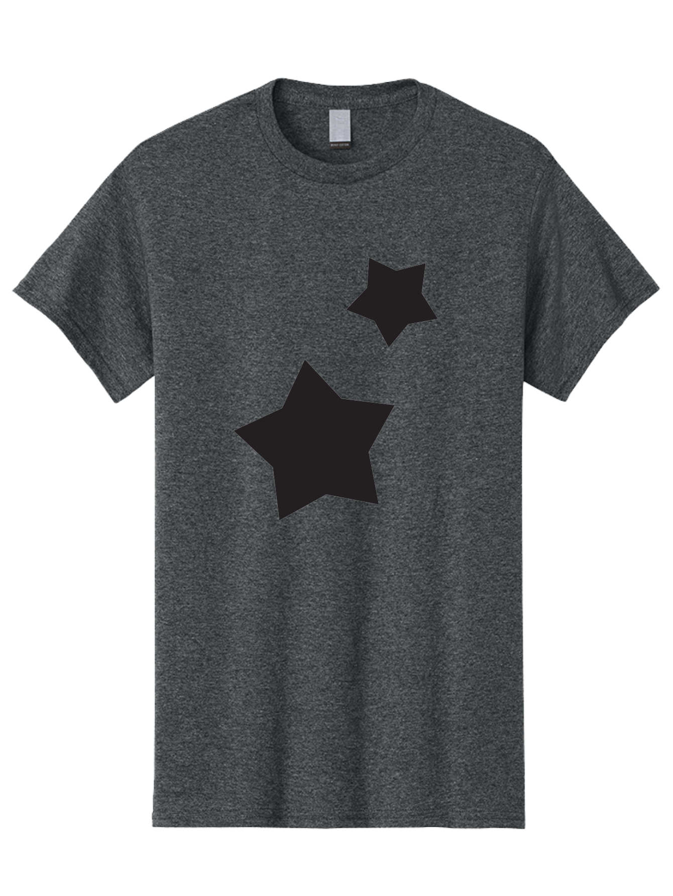 Two-Black-Stars Men'S Graphic Tee, 100% Cotton, Comfortable Casual Summer Wear, Machine Washable, Star Silhouettes, Black Stars, Simple Shapes, Minimalist Design, Abstract Art, Celestial Theme, Graphic Elements, Creative Design Aad275