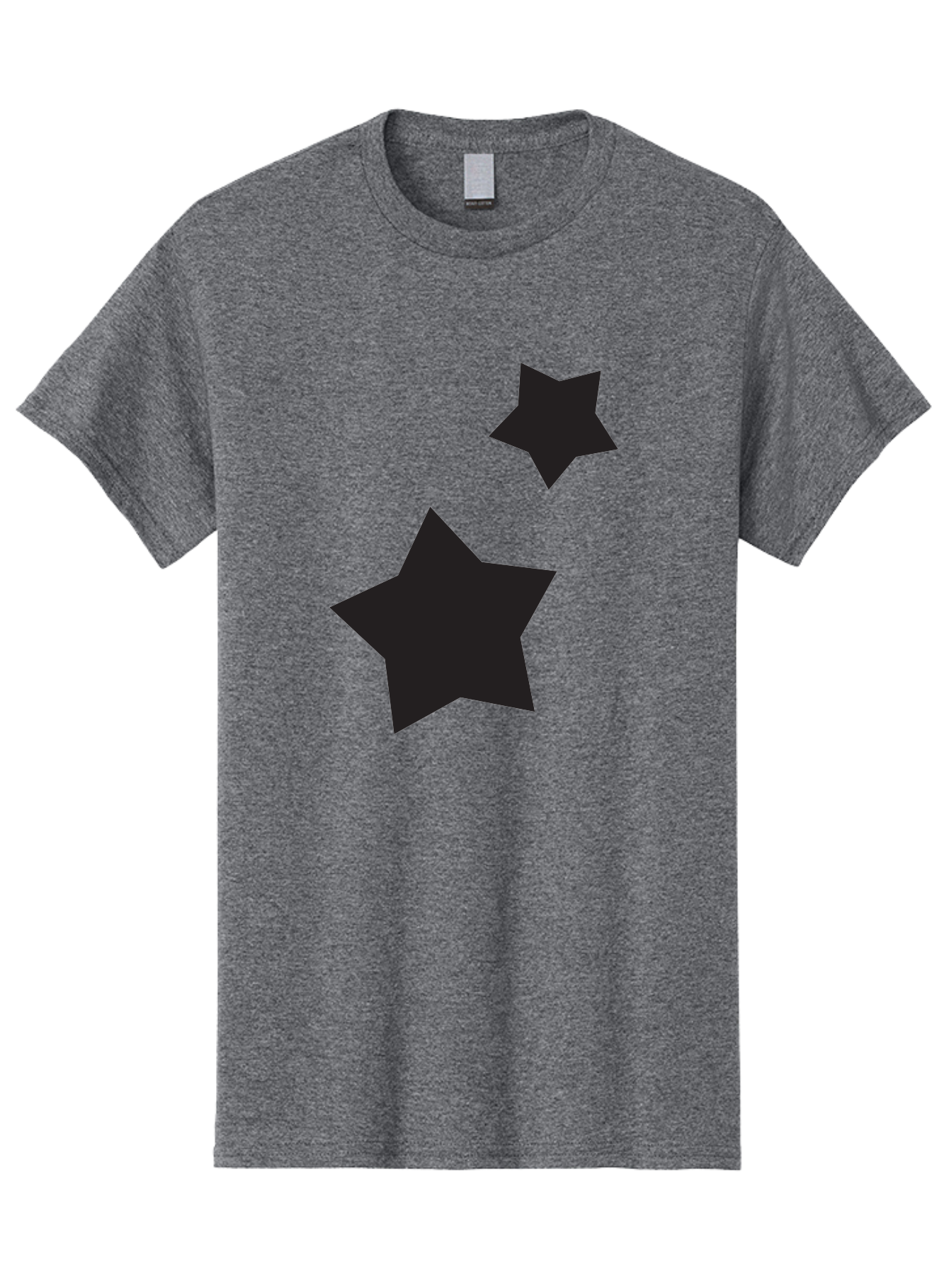 Two-Black-Stars Men'S Graphic Tee, 100% Cotton, Comfortable Casual Summer Wear, Machine Washable, Star Silhouettes, Black Stars, Simple Shapes, Minimalist Design, Abstract Art, Celestial Theme, Graphic Elements, Creative Design Aad275