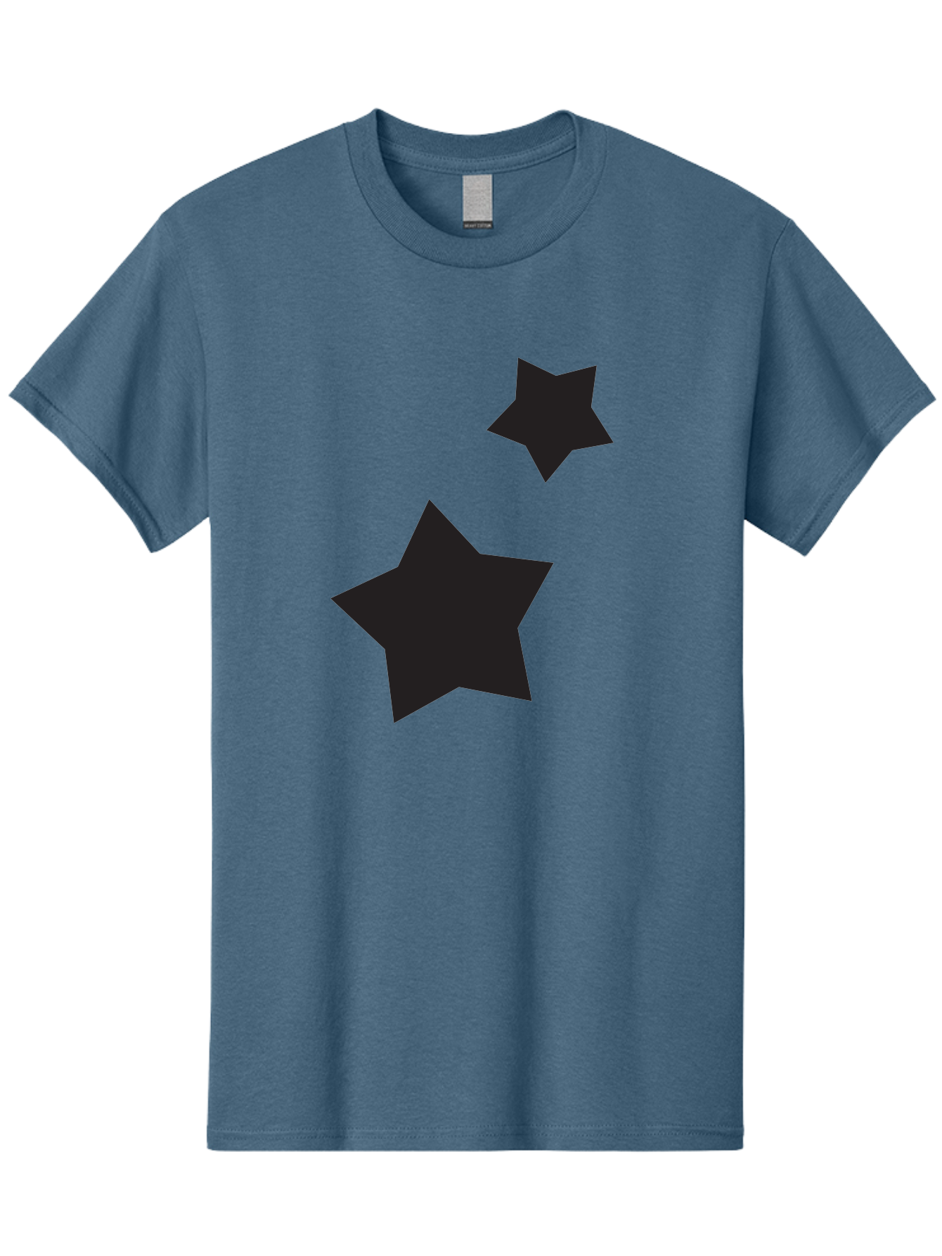 Two-Black-Stars Men'S Graphic Tee, 100% Cotton, Comfortable Casual Summer Wear, Machine Washable, Star Silhouettes, Black Stars, Simple Shapes, Minimalist Design, Abstract Art, Celestial Theme, Graphic Elements, Creative Design Aad275