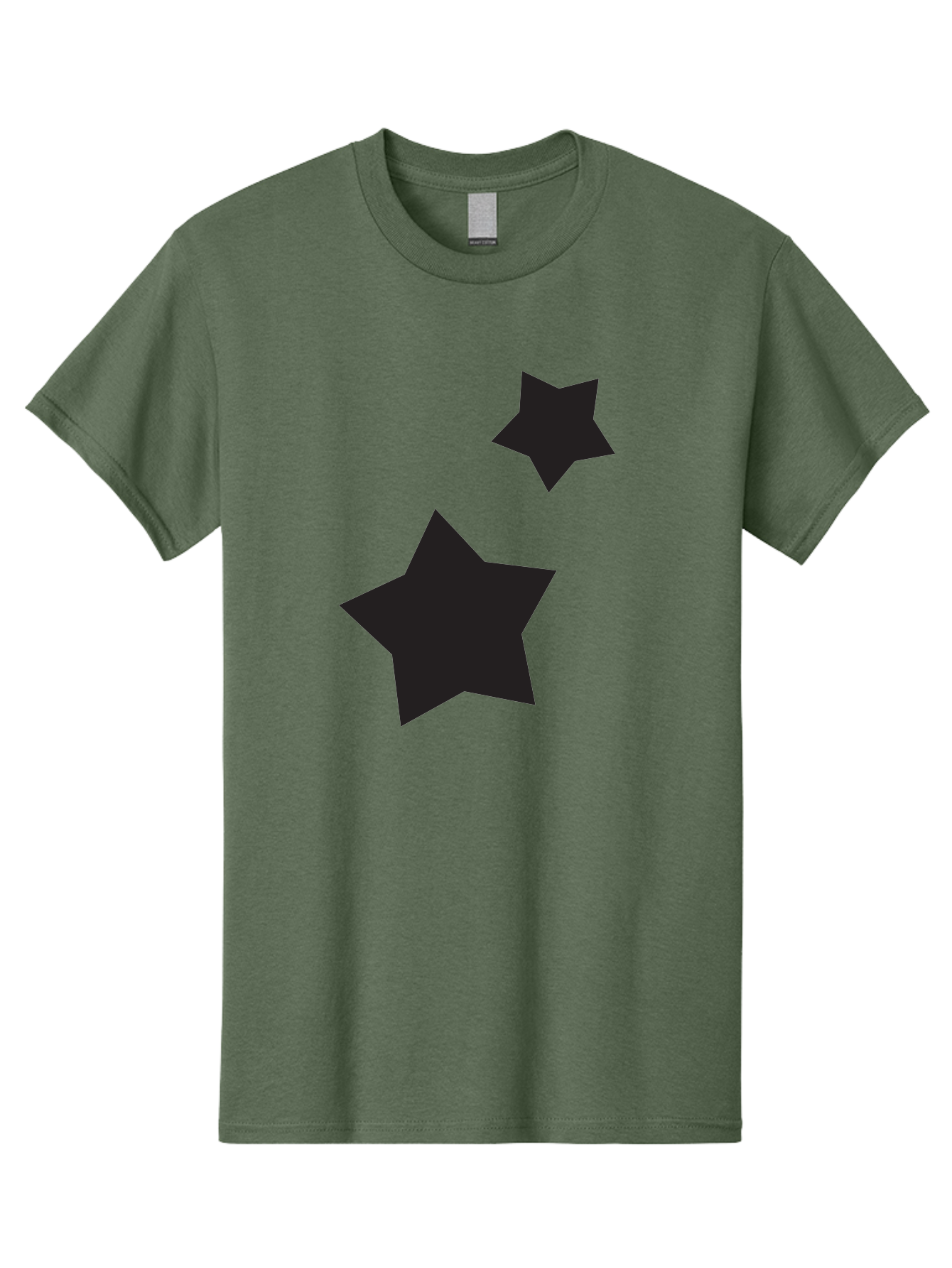 Two-Black-Stars Men'S Graphic Tee, 100% Cotton, Comfortable Casual Summer Wear, Machine Washable, Star Silhouettes, Black Stars, Simple Shapes, Minimalist Design, Abstract Art, Celestial Theme, Graphic Elements, Creative Design Aad275