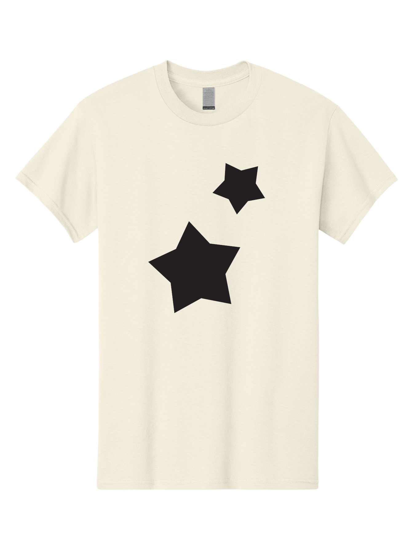 Two-Black-Stars Men'S Graphic Tee, 100% Cotton, Comfortable Casual Summer Wear, Machine Washable, Star Silhouettes, Black Stars, Simple Shapes, Minimalist Design, Abstract Art, Celestial Theme, Graphic Elements, Creative Design Aad275
