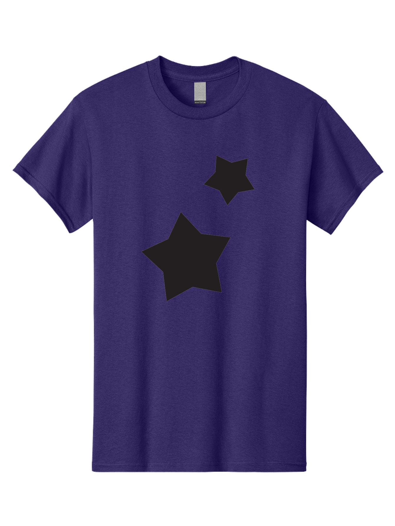 Two-Black-Stars Men'S Graphic Tee, 100% Cotton, Comfortable Casual Summer Wear, Machine Washable, Star Silhouettes, Black Stars, Simple Shapes, Minimalist Design, Abstract Art, Celestial Theme, Graphic Elements, Creative Design Aad275