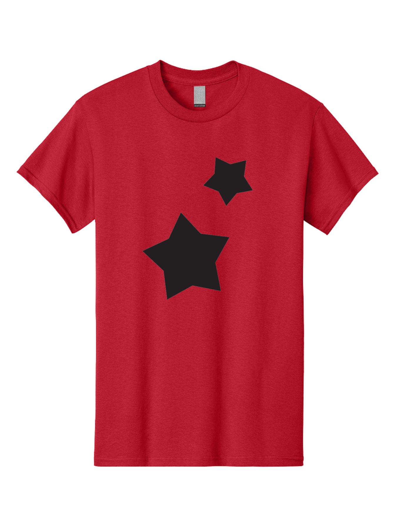Two-Black-Stars Men'S Graphic Tee, 100% Cotton, Comfortable Casual Summer Wear, Machine Washable, Star Silhouettes, Black Stars, Simple Shapes, Minimalist Design, Abstract Art, Celestial Theme, Graphic Elements, Creative Design Aad275