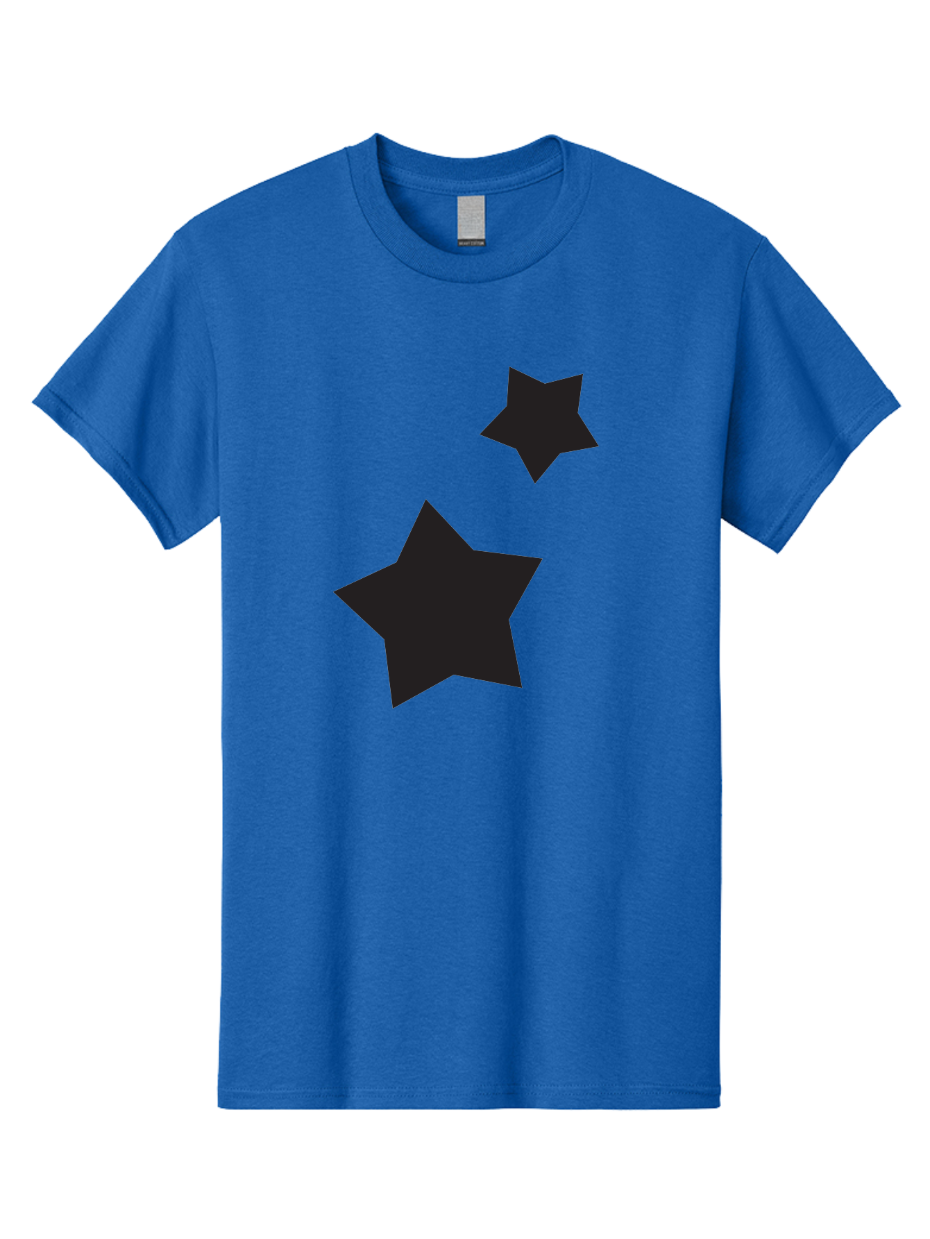 Two-Black-Stars Men'S Graphic Tee, 100% Cotton, Comfortable Casual Summer Wear, Machine Washable, Star Silhouettes, Black Stars, Simple Shapes, Minimalist Design, Abstract Art, Celestial Theme, Graphic Elements, Creative Design Aad275
