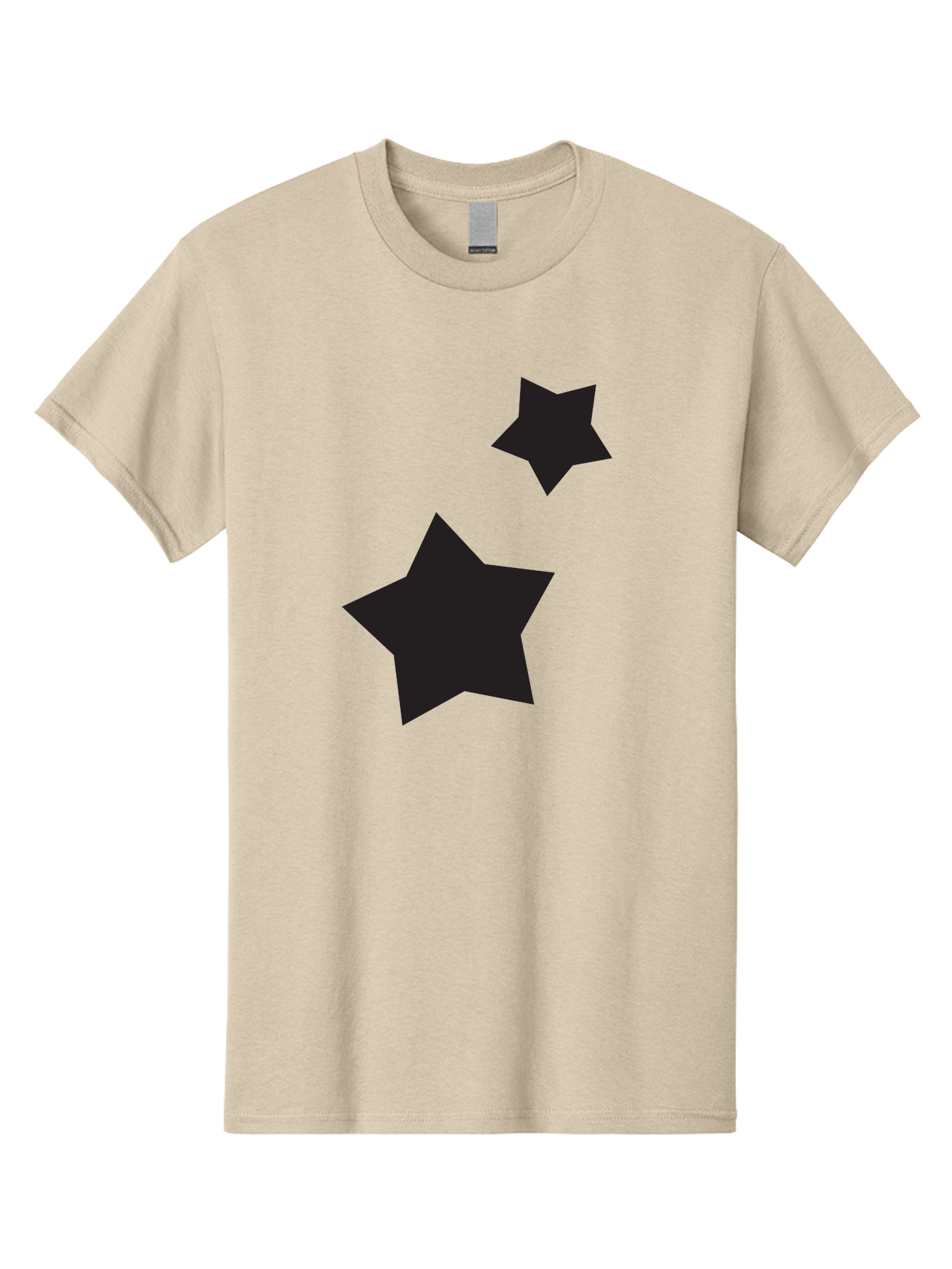 Two-Black-Stars Men'S Graphic Tee, 100% Cotton, Comfortable Casual Summer Wear, Machine Washable, Star Silhouettes, Black Stars, Simple Shapes, Minimalist Design, Abstract Art, Celestial Theme, Graphic Elements, Creative Design Aad275