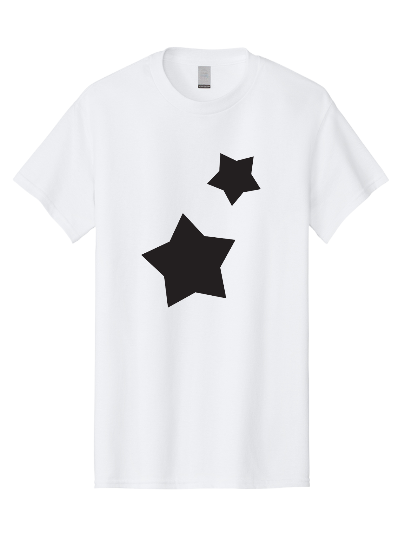 Two-Black-Stars Men'S Graphic Tee, 100% Cotton, Comfortable Casual Summer Wear, Machine Washable, Star Silhouettes, Black Stars, Simple Shapes, Minimalist Design, Abstract Art, Celestial Theme, Graphic Elements, Creative Design Aad275