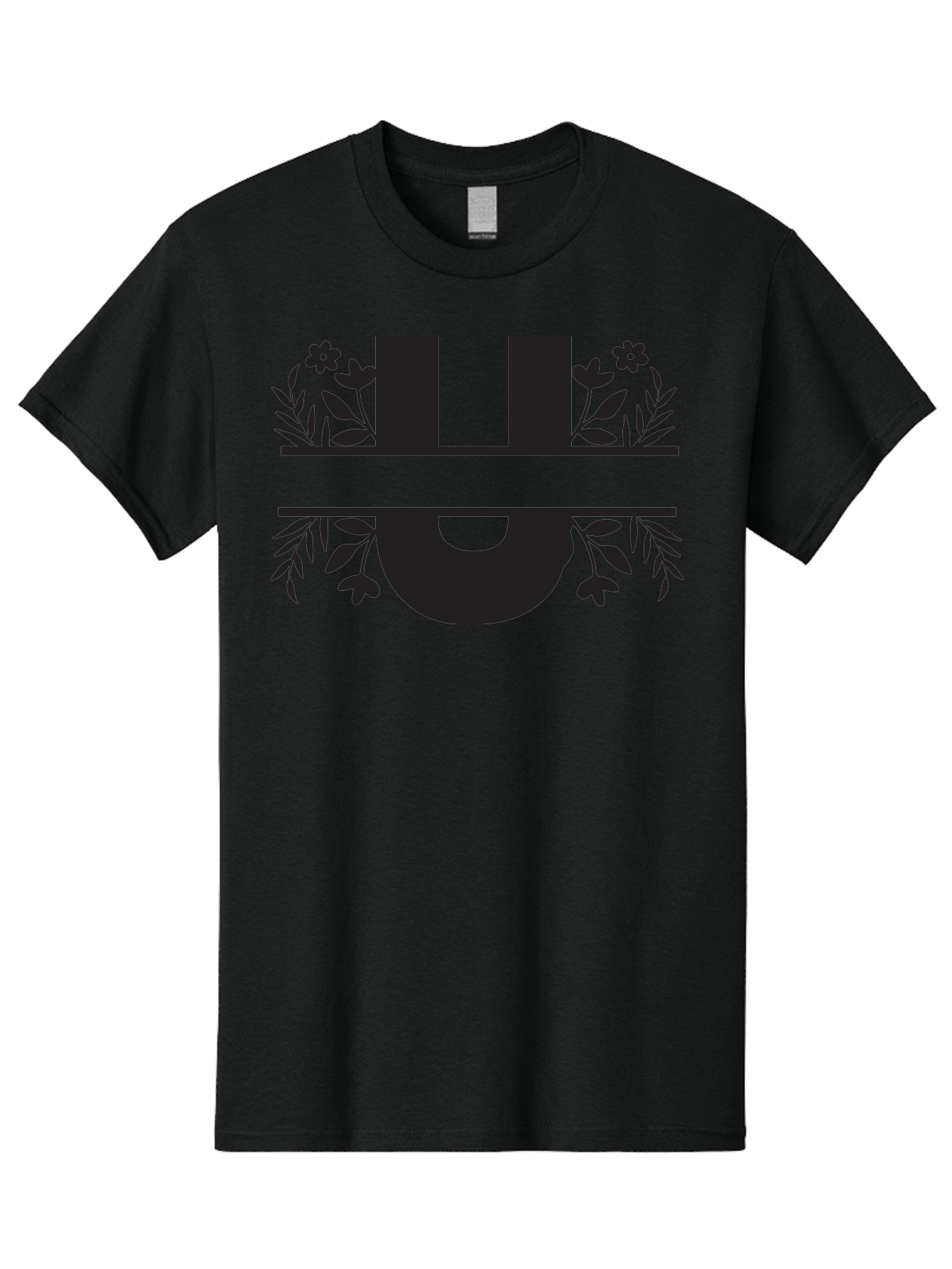 U-1 Men'S Graphic Tee, 100% Cotton, Comfortable Casual Summer Wear, Machine Washable, Floral Logo, Stylized Lettering, Black Silhouette, Leafy Vines, Floral Motifs, Elegant Design, Modern Aesthetic Aad276