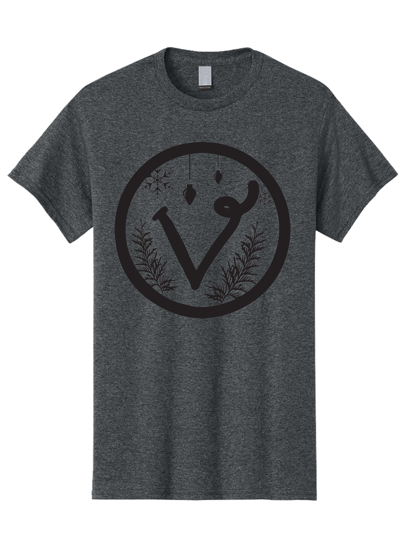 V-Rune-Symbol Men'S Graphic Tee, 100% Cotton, Comfortable Casual Summer Wear, Machine Washable, V Rune Symbol, Norse Mythology, Ancient Runes, Mystical Symbols, Winter Solstice, Snowflakes, Hanging Ornaments, Fir Branches, Mysticism, Aad279