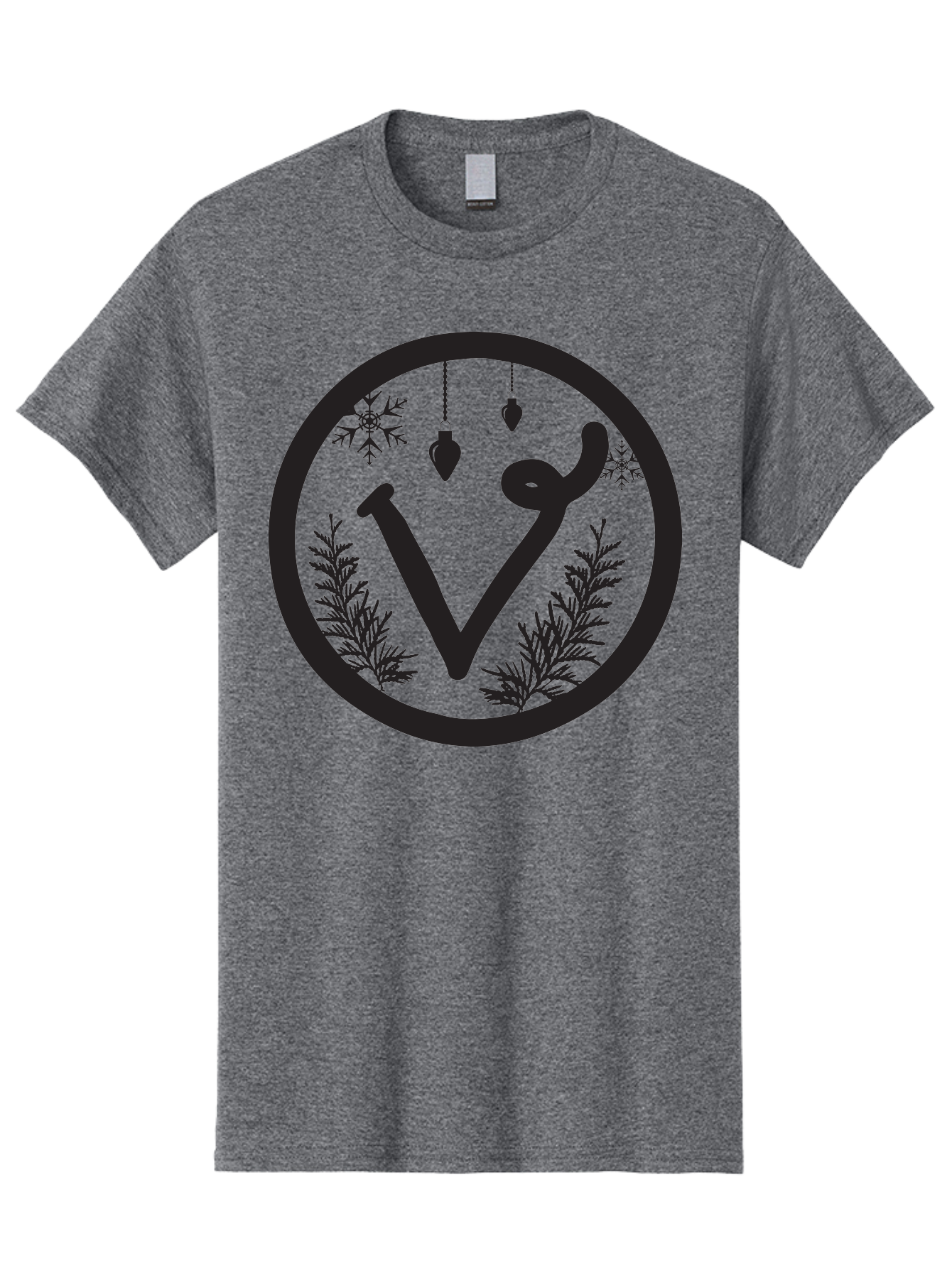 V-Rune-Symbol Men'S Graphic Tee, 100% Cotton, Comfortable Casual Summer Wear, Machine Washable, V Rune Symbol, Norse Mythology, Ancient Runes, Mystical Symbols, Winter Solstice, Snowflakes, Hanging Ornaments, Fir Branches, Mysticism, Aad279