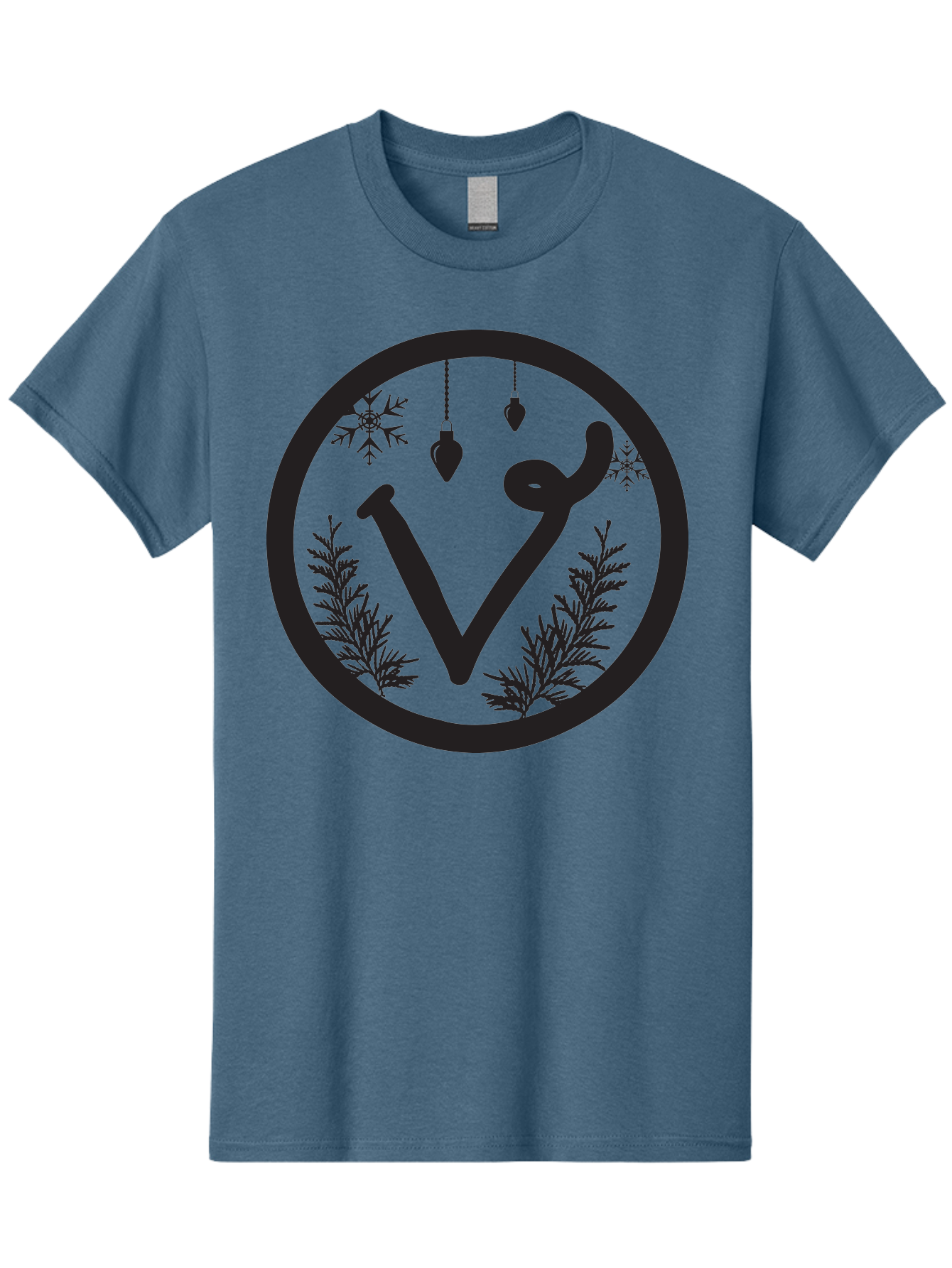 V-Rune-Symbol Men'S Graphic Tee, 100% Cotton, Comfortable Casual Summer Wear, Machine Washable, V Rune Symbol, Norse Mythology, Ancient Runes, Mystical Symbols, Winter Solstice, Snowflakes, Hanging Ornaments, Fir Branches, Mysticism, Aad279