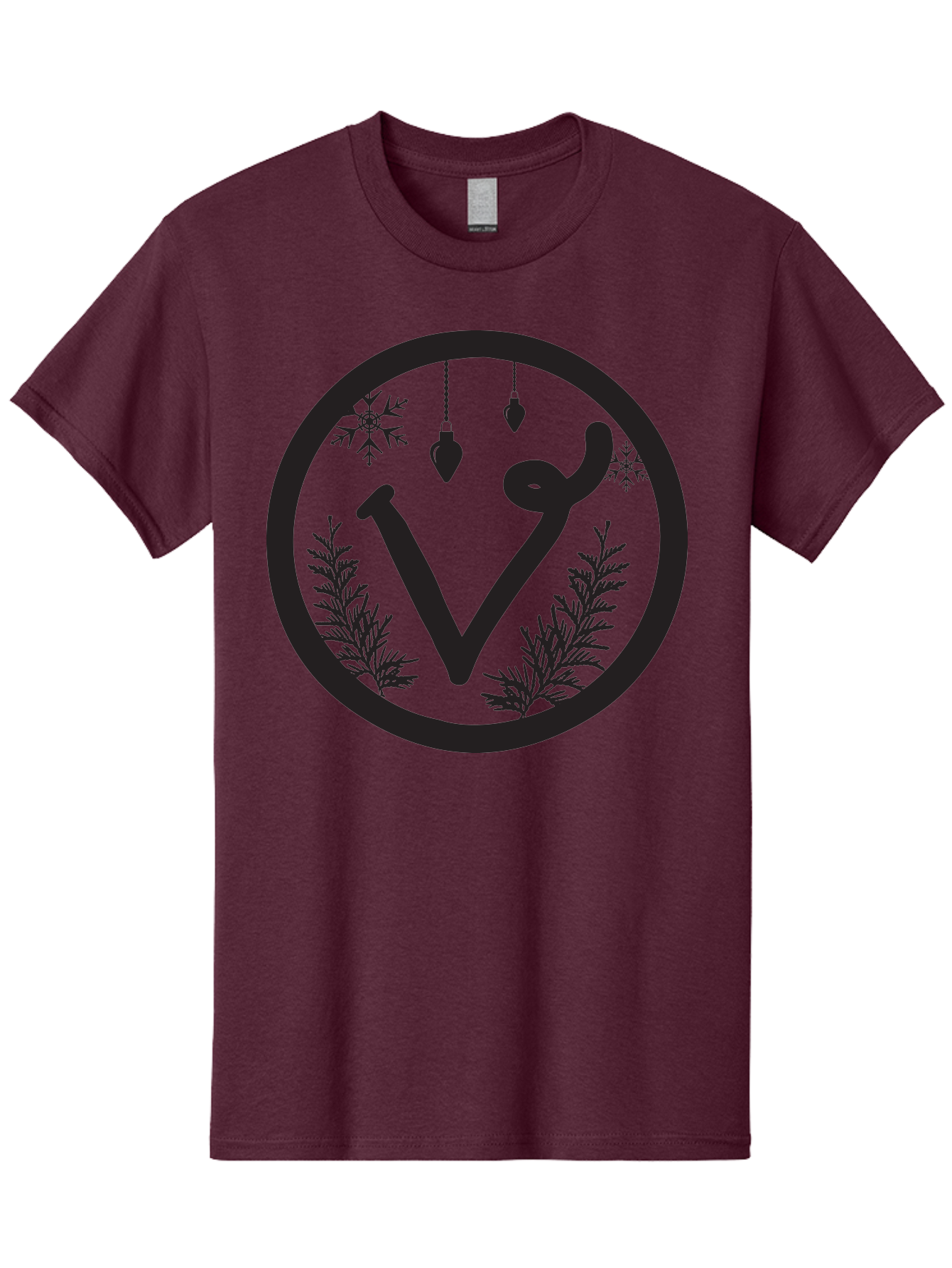 V-Rune-Symbol Men'S Graphic Tee, 100% Cotton, Comfortable Casual Summer Wear, Machine Washable, V Rune Symbol, Norse Mythology, Ancient Runes, Mystical Symbols, Winter Solstice, Snowflakes, Hanging Ornaments, Fir Branches, Mysticism, Aad279