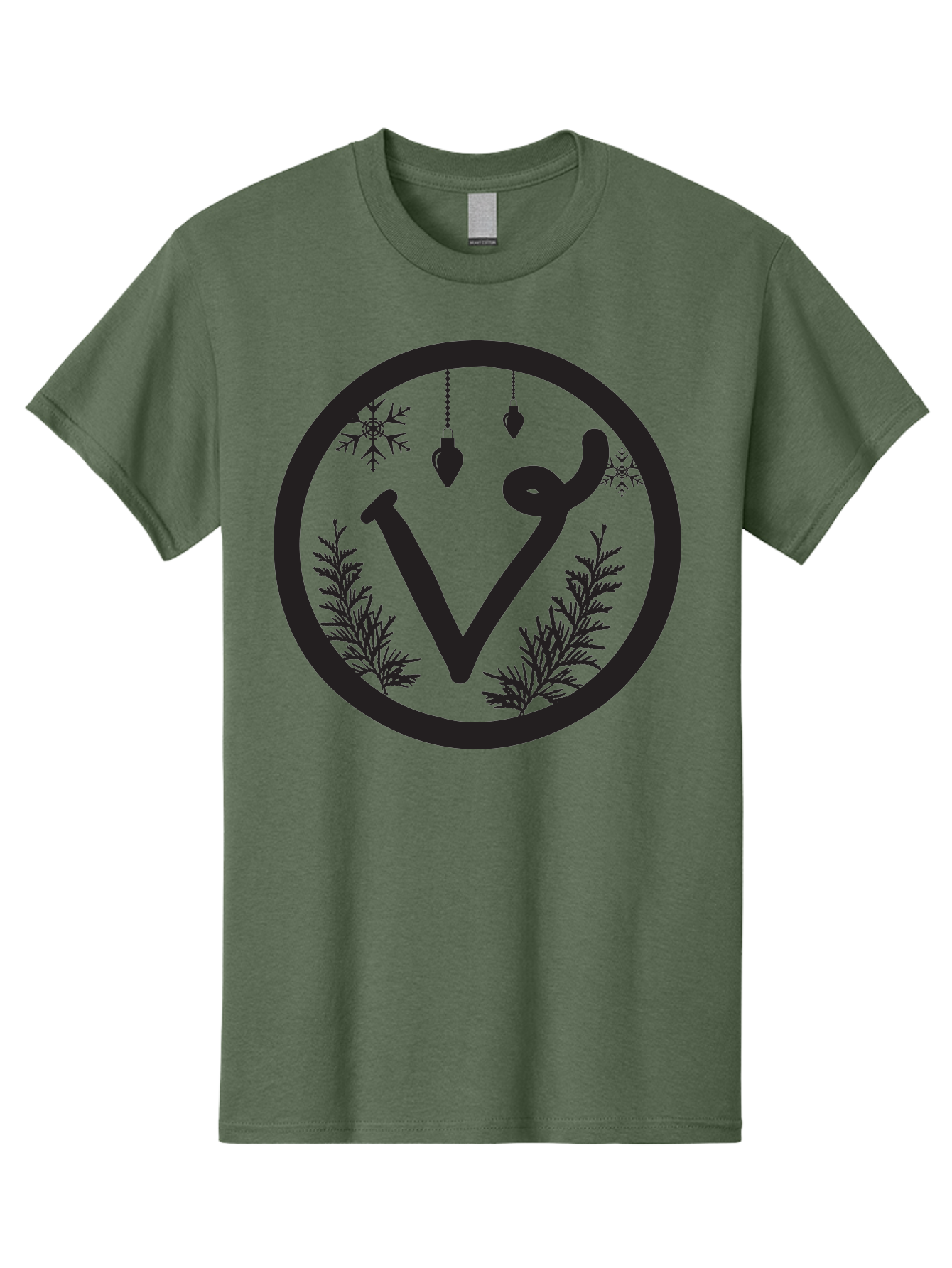V-Rune-Symbol Men'S Graphic Tee, 100% Cotton, Comfortable Casual Summer Wear, Machine Washable, V Rune Symbol, Norse Mythology, Ancient Runes, Mystical Symbols, Winter Solstice, Snowflakes, Hanging Ornaments, Fir Branches, Mysticism, Aad279