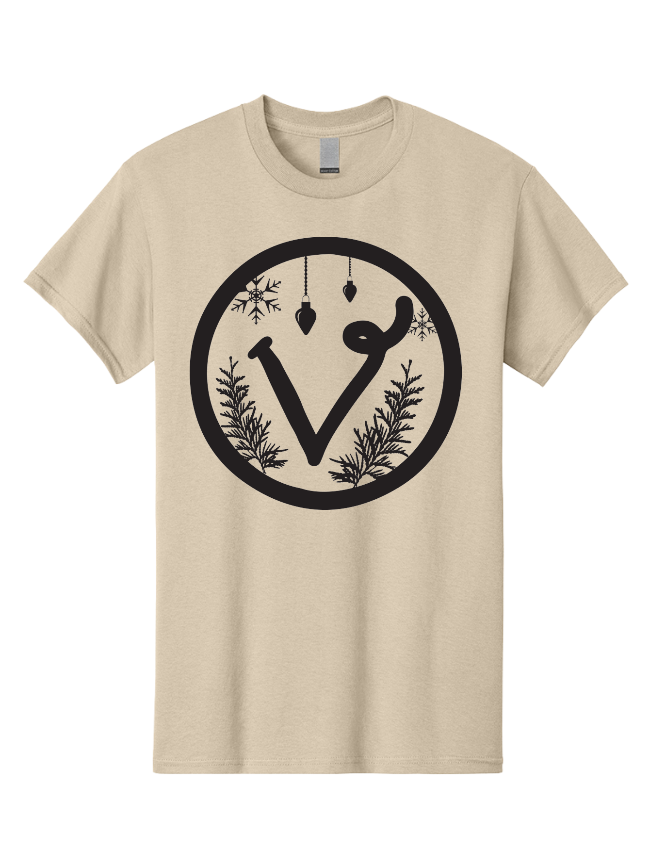 V-Rune-Symbol Men'S Graphic Tee, 100% Cotton, Comfortable Casual Summer Wear, Machine Washable, V Rune Symbol, Norse Mythology, Ancient Runes, Mystical Symbols, Winter Solstice, Snowflakes, Hanging Ornaments, Fir Branches, Mysticism, Aad279