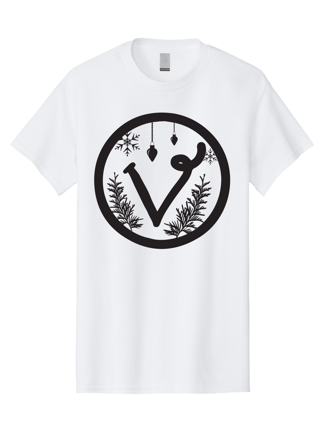 V-Rune-Symbol Men'S Graphic Tee, 100% Cotton, Comfortable Casual Summer Wear, Machine Washable, V Rune Symbol, Norse Mythology, Ancient Runes, Mystical Symbols, Winter Solstice, Snowflakes, Hanging Ornaments, Fir Branches, Mysticism, Aad279