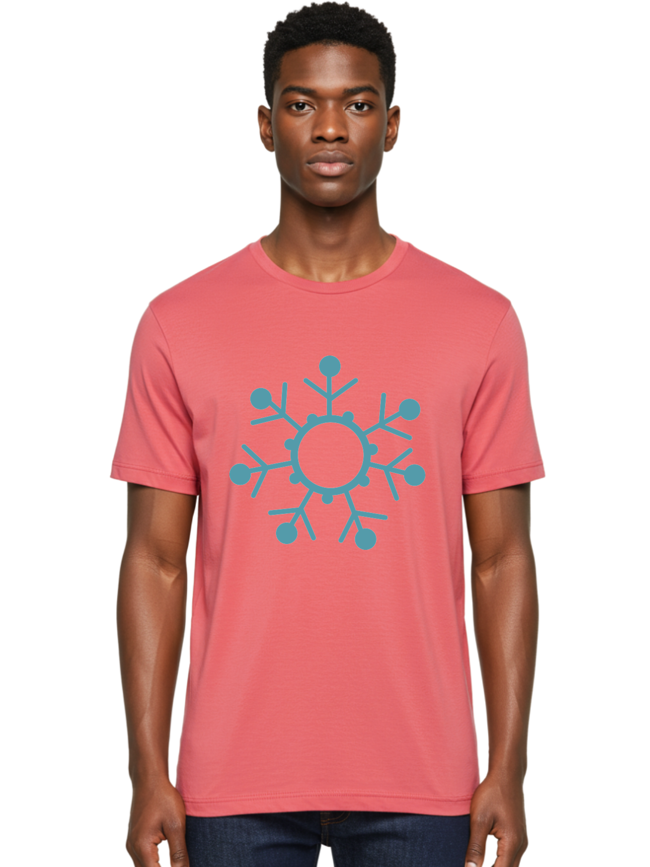 Virus Men'S Graphic Tee, 100% Cotton, Comfortable Casual Summer Wear, Machine Washable, Blue Snowflake, Winter Symbol, Frosty Design, Icy Pattern, Cold Weather Icon, Seasonal Graphic, Stylized Snowflake, Abstract Frost, Frozen Motif Aad280
