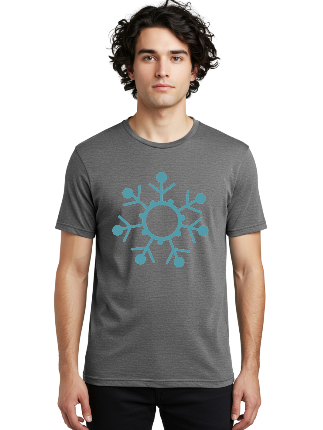 Virus Men'S Graphic Tee, 100% Cotton, Comfortable Casual Summer Wear, Machine Washable, Blue Snowflake, Winter Symbol, Frosty Design, Icy Pattern, Cold Weather Icon, Seasonal Graphic, Stylized Snowflake, Abstract Frost, Frozen Motif Aad280