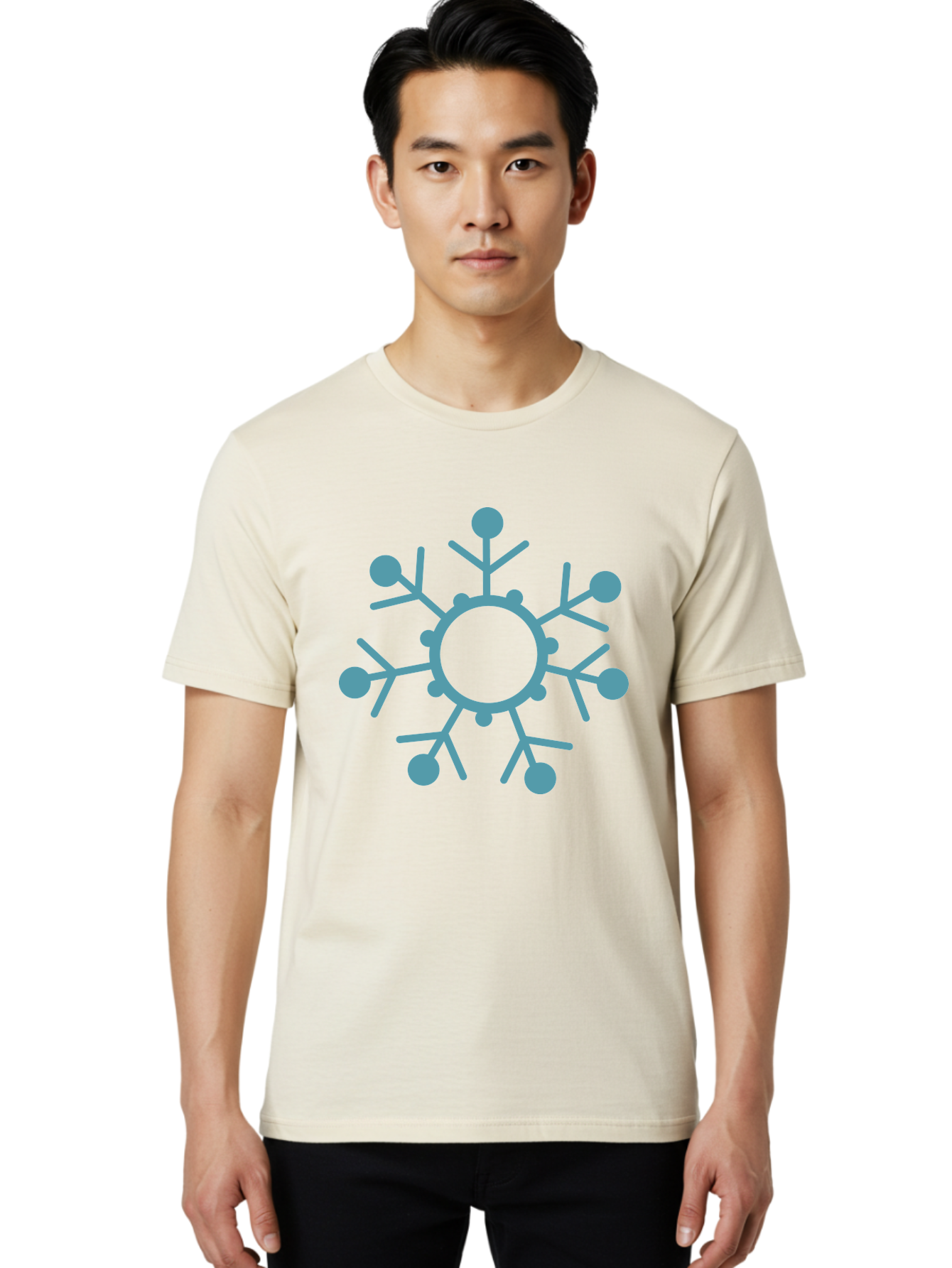 Virus Men'S Graphic Tee, 100% Cotton, Comfortable Casual Summer Wear, Machine Washable, Blue Snowflake, Winter Symbol, Frosty Design, Icy Pattern, Cold Weather Icon, Seasonal Graphic, Stylized Snowflake, Abstract Frost, Frozen Motif Aad280