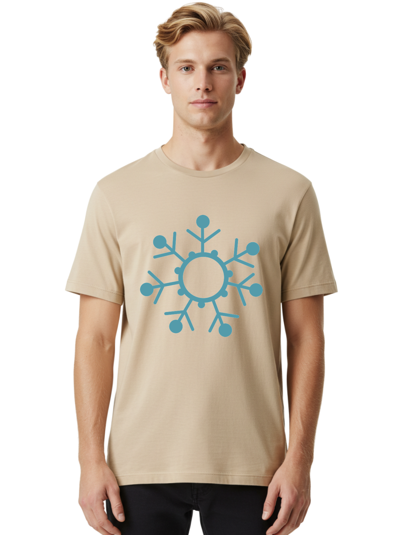 Virus Men'S Graphic Tee, 100% Cotton, Comfortable Casual Summer Wear, Machine Washable, Blue Snowflake, Winter Symbol, Frosty Design, Icy Pattern, Cold Weather Icon, Seasonal Graphic, Stylized Snowflake, Abstract Frost, Frozen Motif Aad280