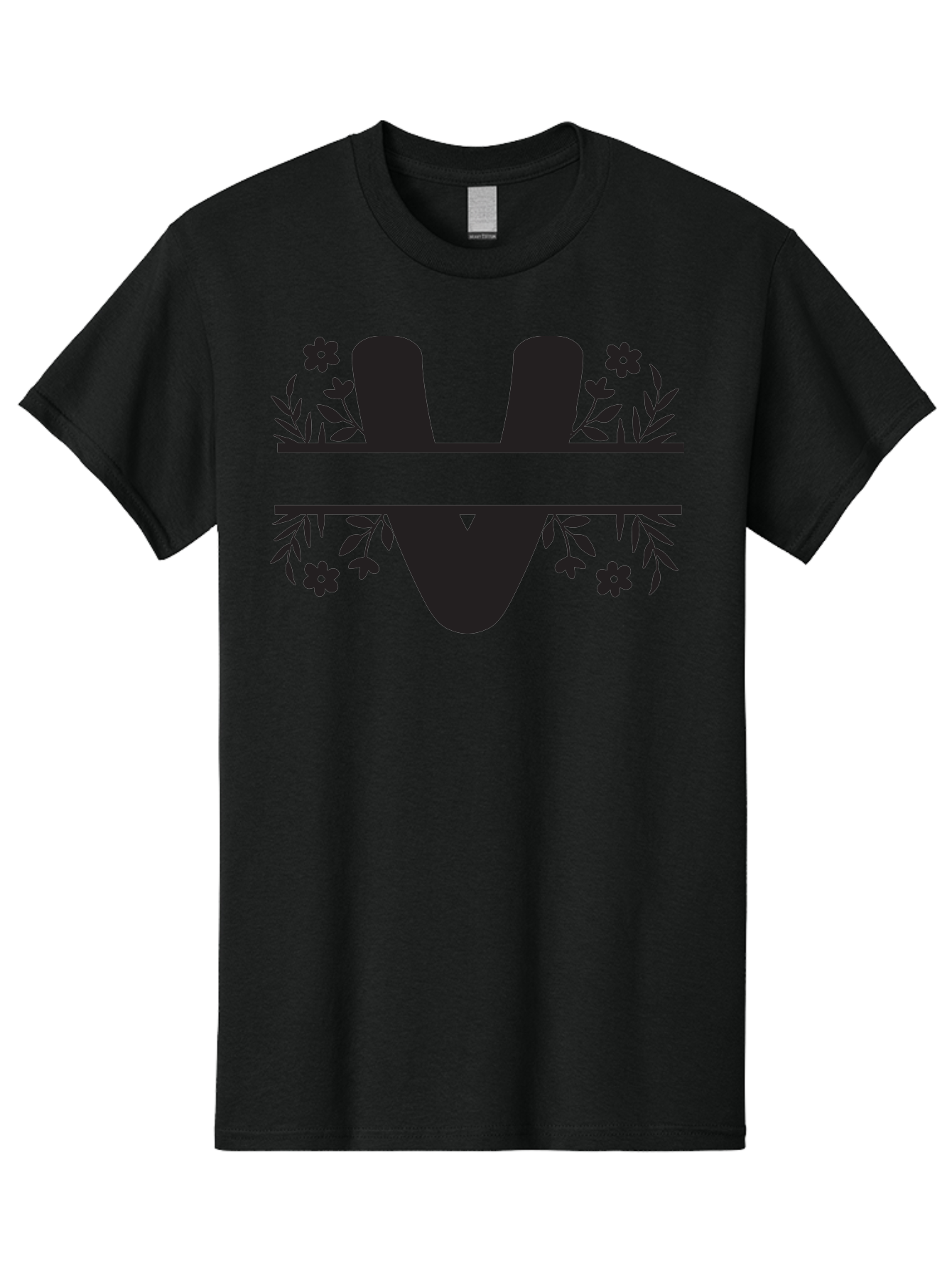 W-1 Men'S Graphic Tee, 100% Cotton, Comfortable Casual Summer Wear, Machine Washable, Stylish Letter W, Floral Design, Black Silhouette, Decorative Flowers, Minimalist Art, Elegant Typography, Modern Graphic Design Aad281