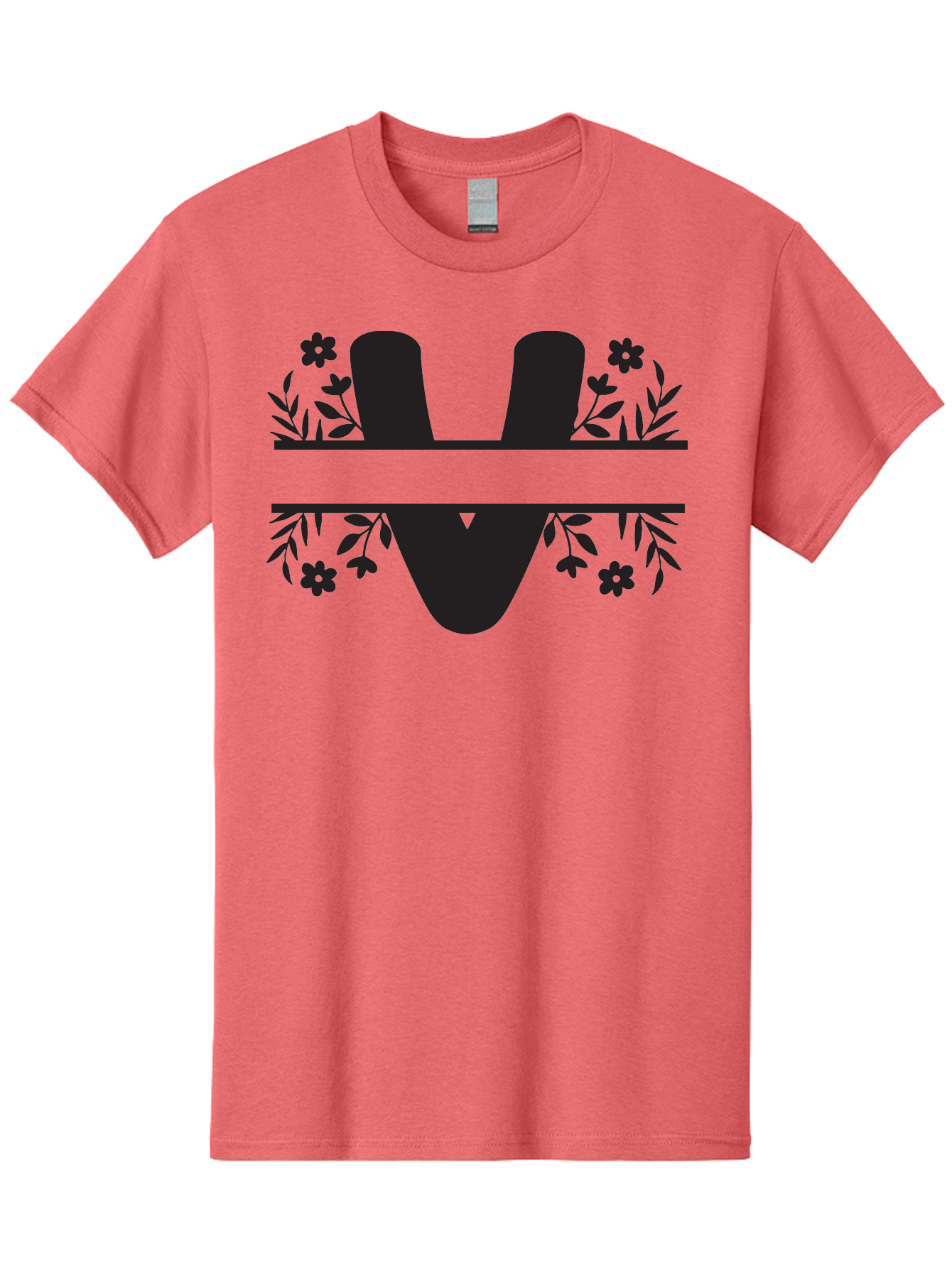 W-1 Men'S Graphic Tee, 100% Cotton, Comfortable Casual Summer Wear, Machine Washable, Stylish Letter W, Floral Design, Black Silhouette, Decorative Flowers, Minimalist Art, Elegant Typography, Modern Graphic Design Aad281