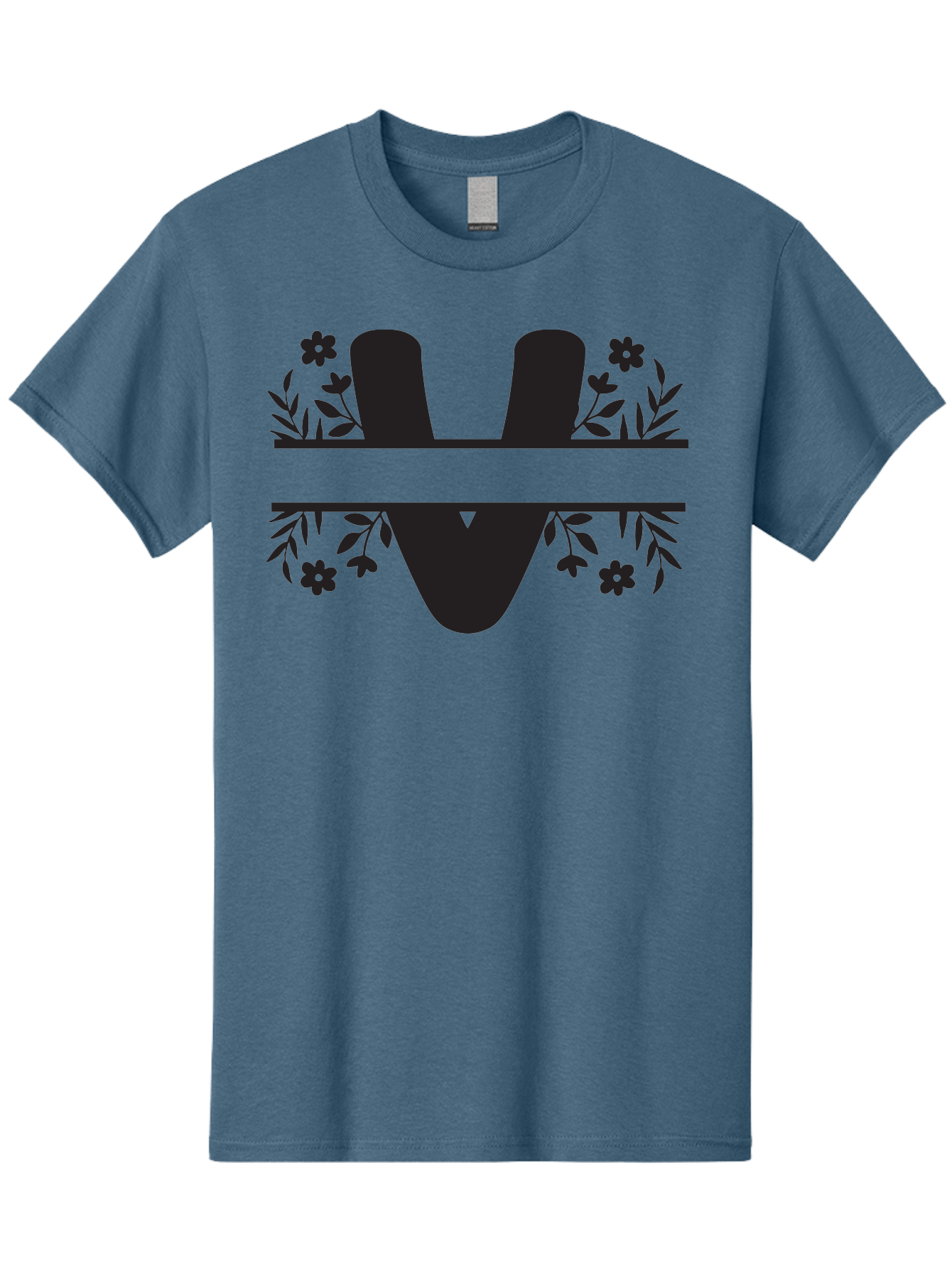 W-1 Men'S Graphic Tee, 100% Cotton, Comfortable Casual Summer Wear, Machine Washable, Stylish Letter W, Floral Design, Black Silhouette, Decorative Flowers, Minimalist Art, Elegant Typography, Modern Graphic Design Aad281