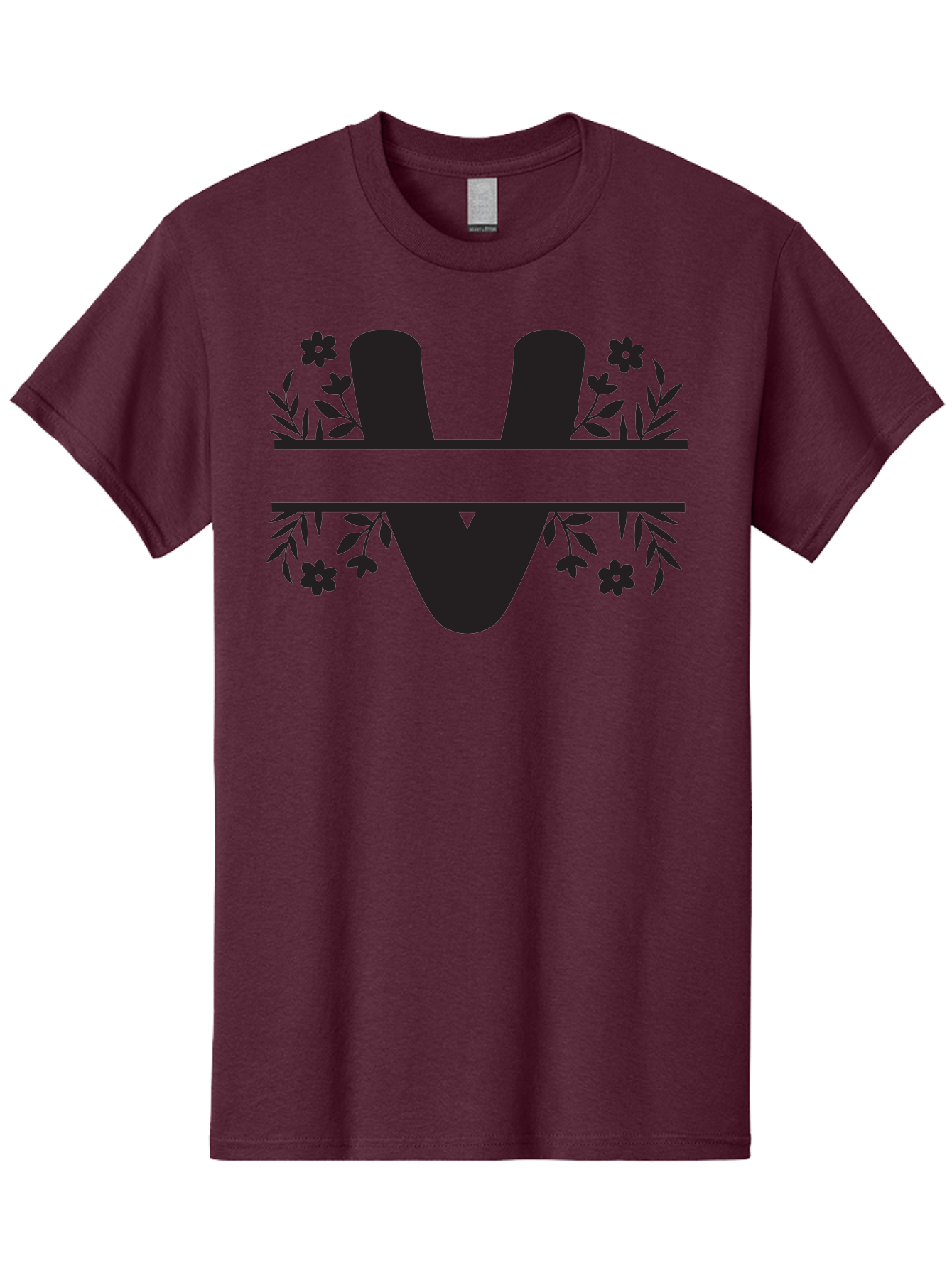 W-1 Men'S Graphic Tee, 100% Cotton, Comfortable Casual Summer Wear, Machine Washable, Stylish Letter W, Floral Design, Black Silhouette, Decorative Flowers, Minimalist Art, Elegant Typography, Modern Graphic Design Aad281