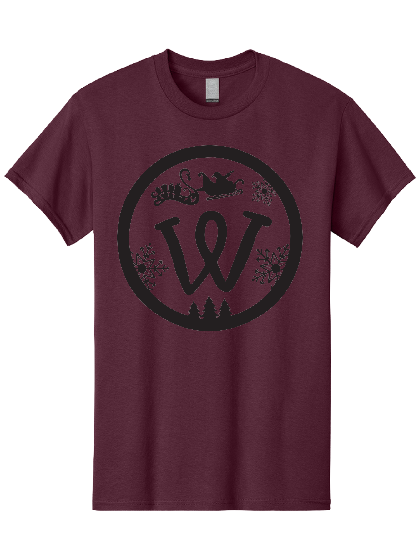 W Men'S Graphic Tee, 100% Cotton, Comfortable Casual Summer Wear, Machine Washable, Christmas Logo, Snowflakes, Christmas Trees, Santa Sleigh, Festive Design, Winter Wonderland, Holiday Graphics, Black And Green Theme Aad284
