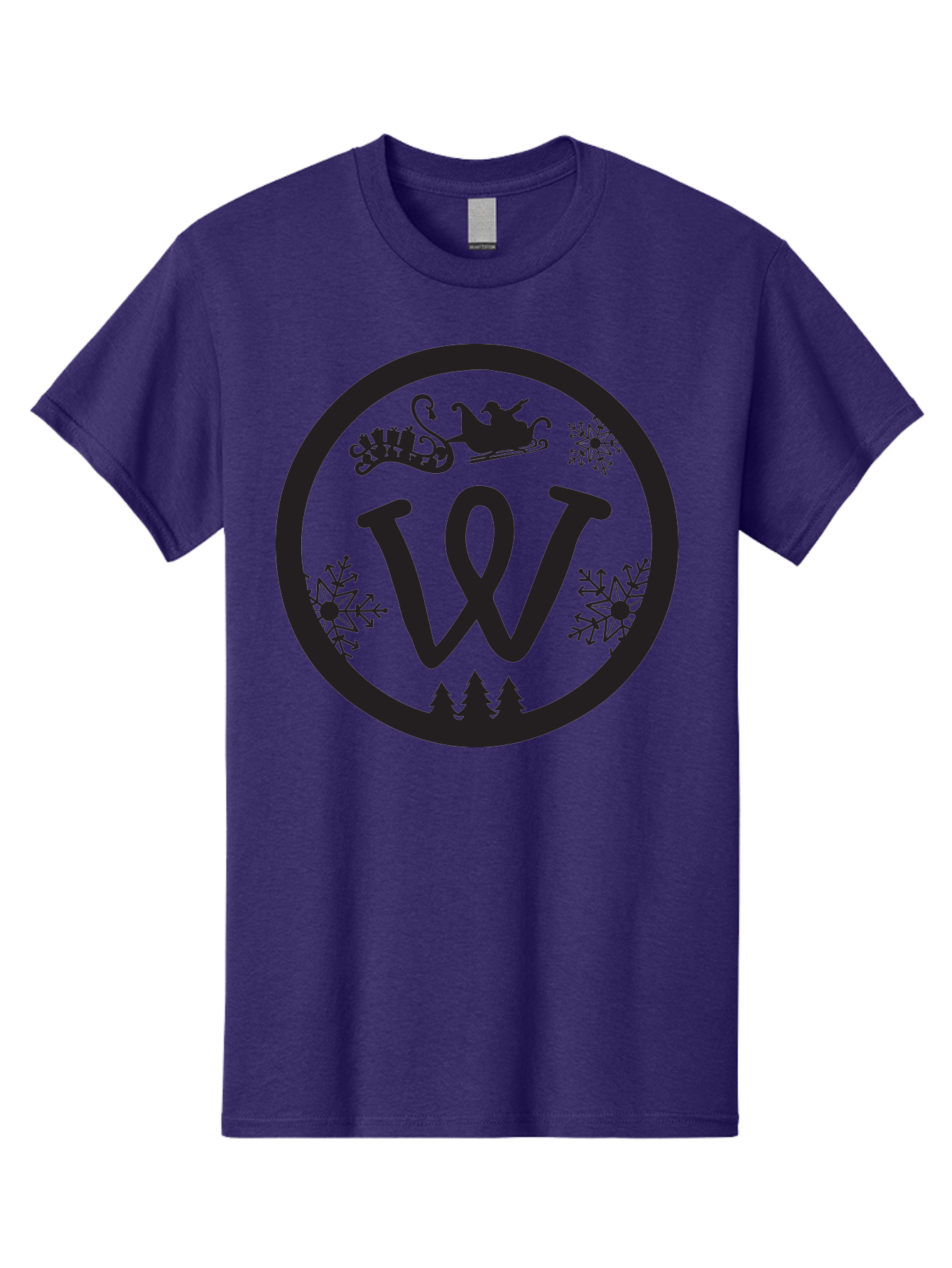 W Men'S Graphic Tee, 100% Cotton, Comfortable Casual Summer Wear, Machine Washable, Christmas Logo, Snowflakes, Christmas Trees, Santa Sleigh, Festive Design, Winter Wonderland, Holiday Graphics, Black And Green Theme Aad284
