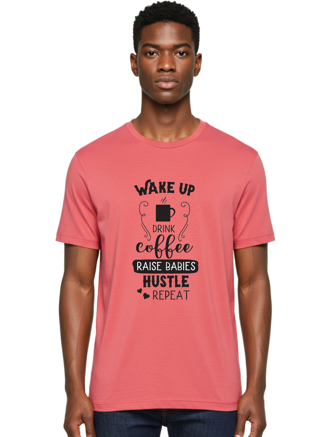 Wake-Up-Drink-Coffee Men'S Graphic Tee, 100% Cotton, Comfortable Casual Summer Wear, Machine Washable, Coffee Quote, Morning Motivation, Parenting Humor, Daily Grind, Coffee Lover, Hustle Culture, Mom Life, Funny Quote, Inspirational Quote Aad285