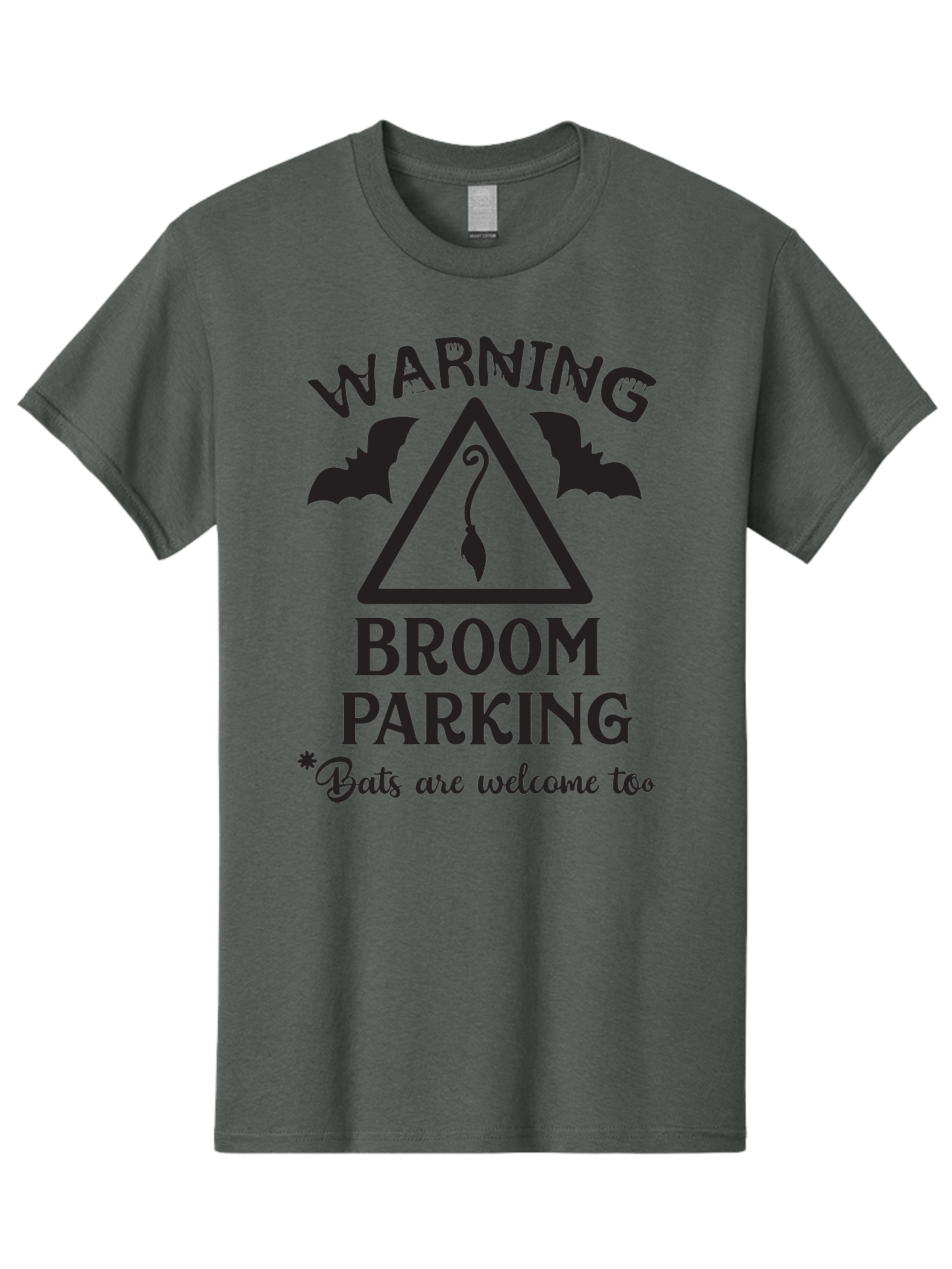 Warning-Broom-Parking Men'S Graphic Tee, 100% Cotton, Comfortable Casual Summer Wear, Machine Washable, Halloween Warning Sign, Broom Parking, Bats Are Welcome, Spooky Decor, Witchy Vibes, Halloween Decorations, Funny Halloween Signs Aad286