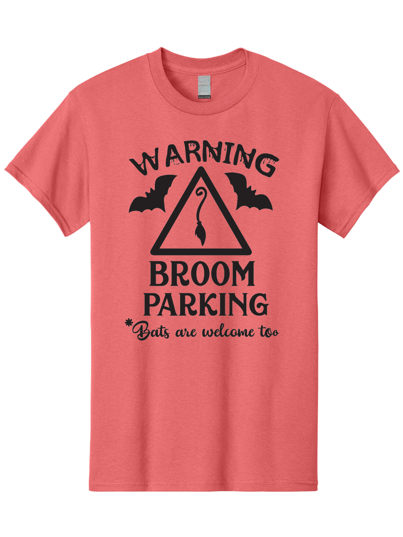 Warning-Broom-Parking Men'S Graphic Tee, 100% Cotton, Comfortable Casual Summer Wear, Machine Washable, Halloween Warning Sign, Broom Parking, Bats Are Welcome, Spooky Decor, Witchy Vibes, Halloween Decorations, Funny Halloween Signs Aad286
