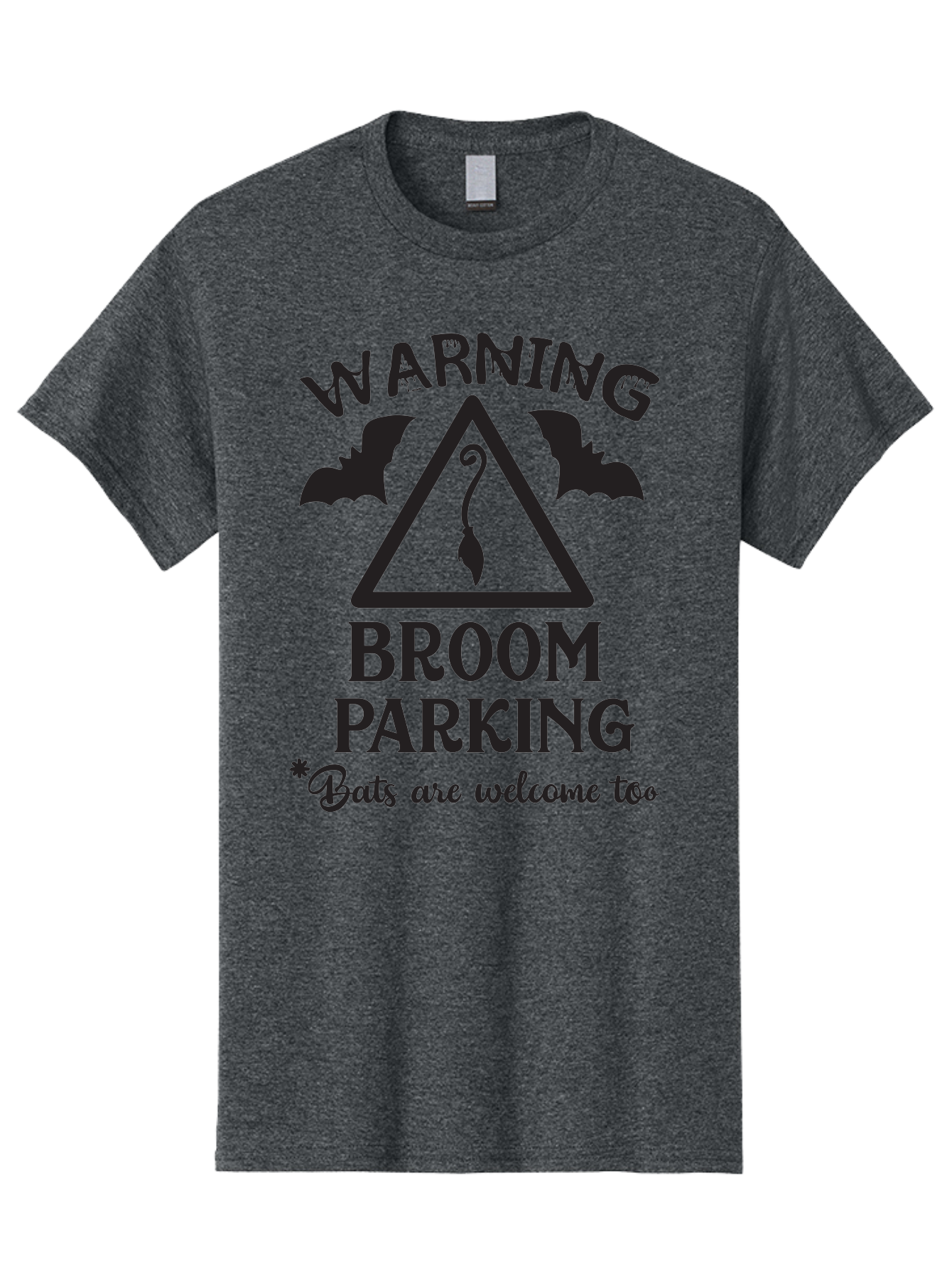Warning-Broom-Parking Men'S Graphic Tee, 100% Cotton, Comfortable Casual Summer Wear, Machine Washable, Halloween Warning Sign, Broom Parking, Bats Are Welcome, Spooky Decor, Witchy Vibes, Halloween Decorations, Funny Halloween Signs Aad286