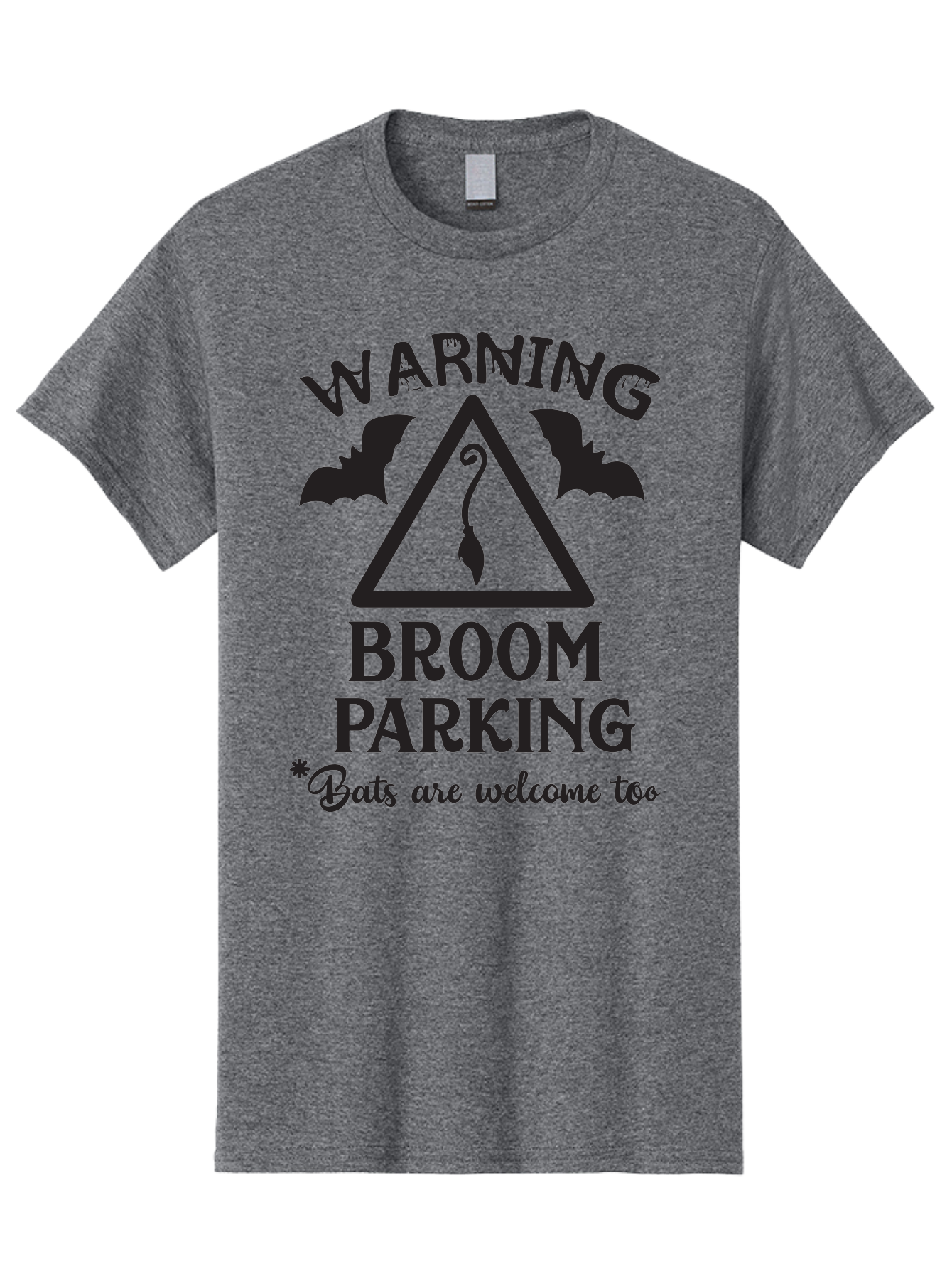Warning-Broom-Parking Men'S Graphic Tee, 100% Cotton, Comfortable Casual Summer Wear, Machine Washable, Halloween Warning Sign, Broom Parking, Bats Are Welcome, Spooky Decor, Witchy Vibes, Halloween Decorations, Funny Halloween Signs Aad286