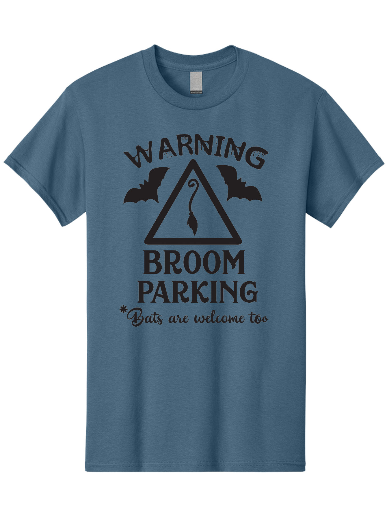Warning-Broom-Parking Men'S Graphic Tee, 100% Cotton, Comfortable Casual Summer Wear, Machine Washable, Halloween Warning Sign, Broom Parking, Bats Are Welcome, Spooky Decor, Witchy Vibes, Halloween Decorations, Funny Halloween Signs Aad286