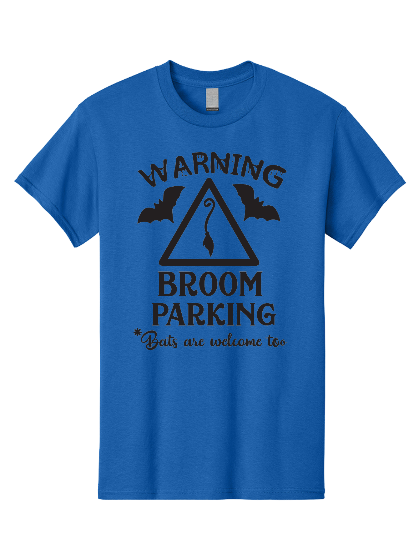Warning-Broom-Parking Men'S Graphic Tee, 100% Cotton, Comfortable Casual Summer Wear, Machine Washable, Halloween Warning Sign, Broom Parking, Bats Are Welcome, Spooky Decor, Witchy Vibes, Halloween Decorations, Funny Halloween Signs Aad286