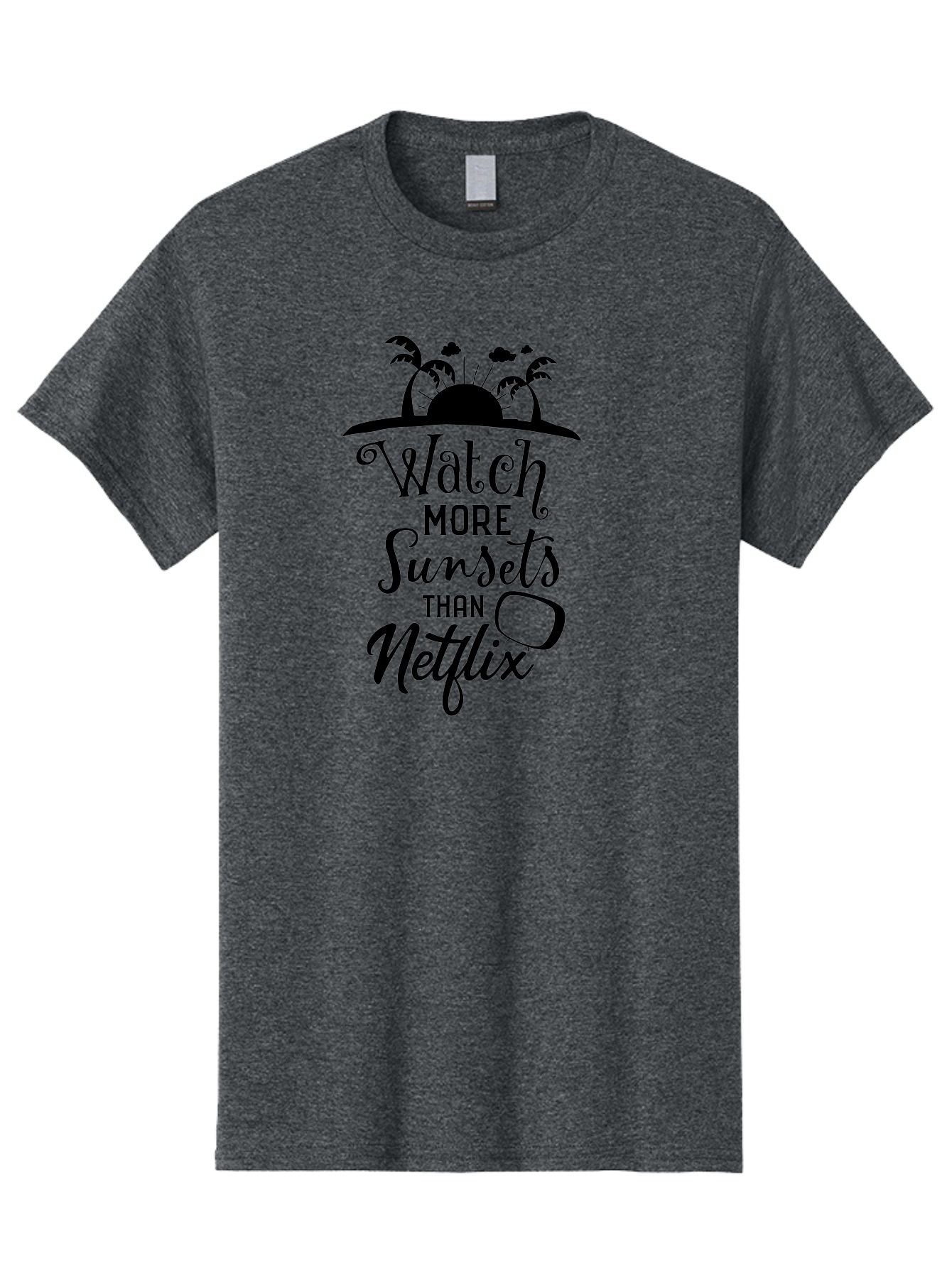 Watch-More-Sunsets-Than-Netflix Men'S Graphic Tee, 100% Cotton, Comfortable Casual Summer Wear, Machine Washable, Tropical Getaway, Sunset Vibes, Paradise Found, Wanderlust, Travel Inspiration, Netflix Alternative, Outdoor Adventures, Aad289