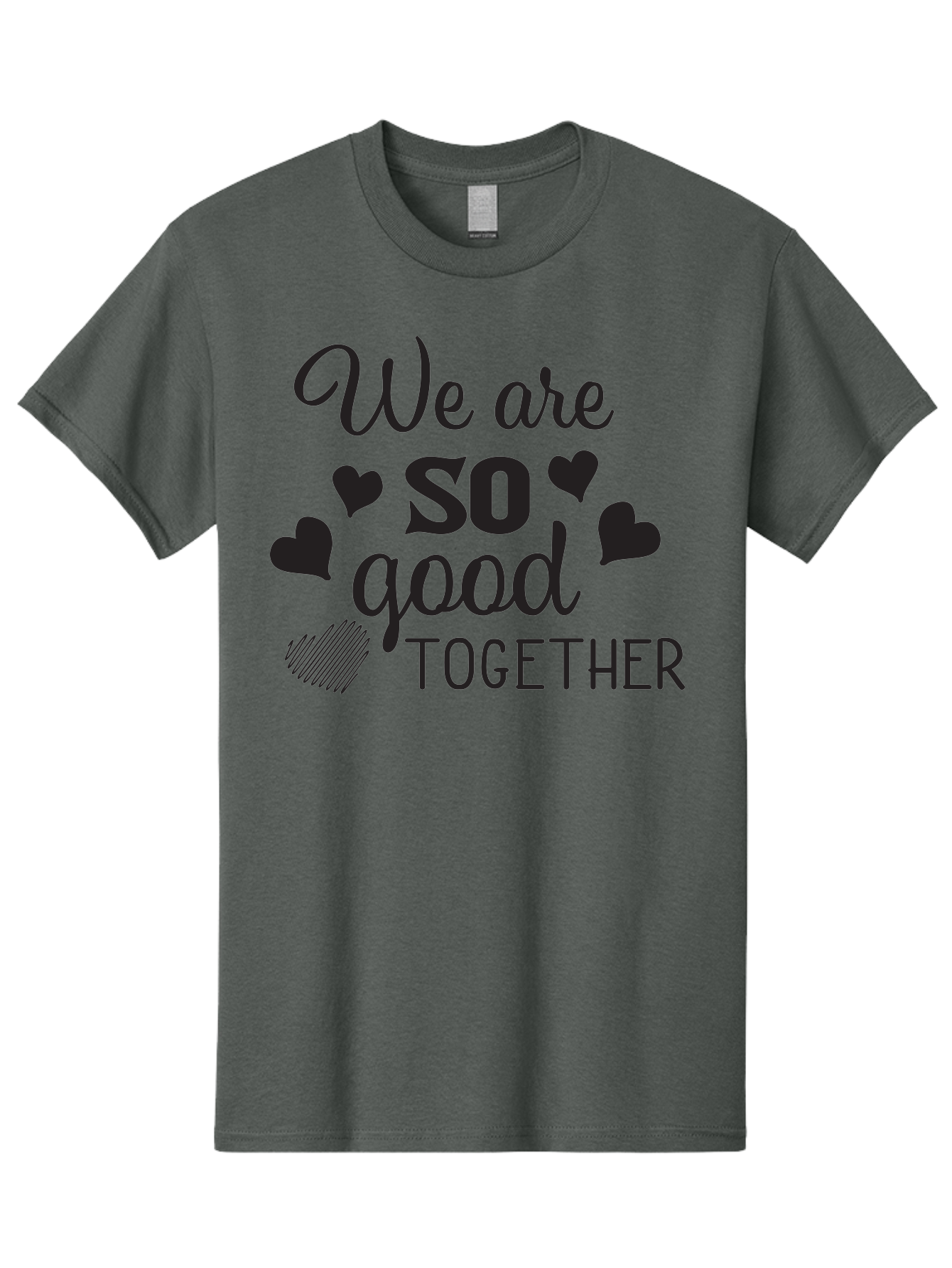 We-Are-So-Good-Together Men'S Graphic Tee, 100% Cotton, Comfortable Casual Summer Wear, Machine Washable, Love Quote, Couple Goals, Hearts, Positive Affirmation, Relationship Quote, Black Typography, Heartfelt Message, Together Forever Aad290