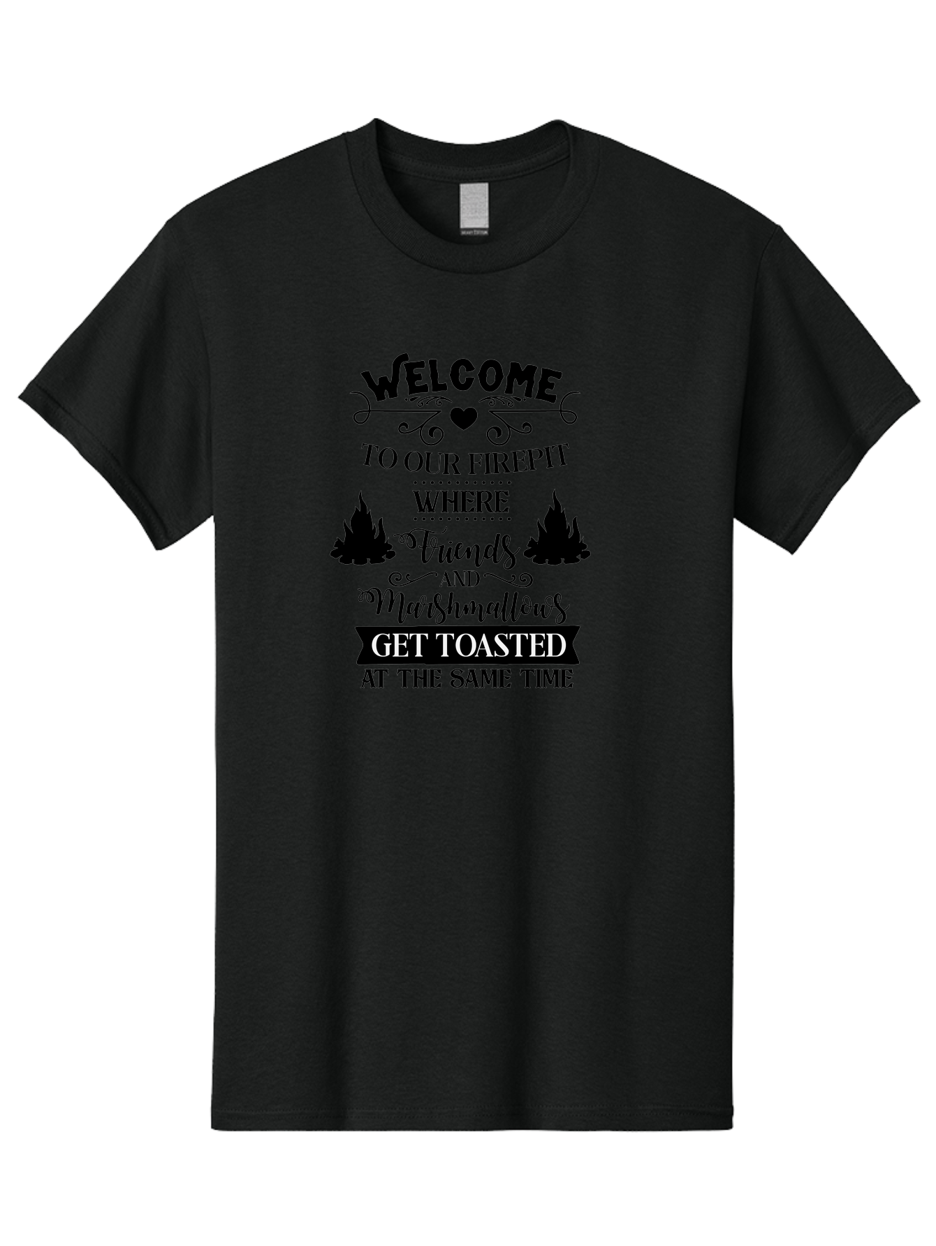 Welcome-To-Our-Firepit Men'S Graphic Tee, 100% Cotton, Comfortable Casual Summer Wear, Machine Washable, Camping Quotes, Friendship Quotes, Marshmallow Toasting, Campfire Quotes, Outdoor Fun, Friendship And Marshmallows, Toasted Treats, Aad296