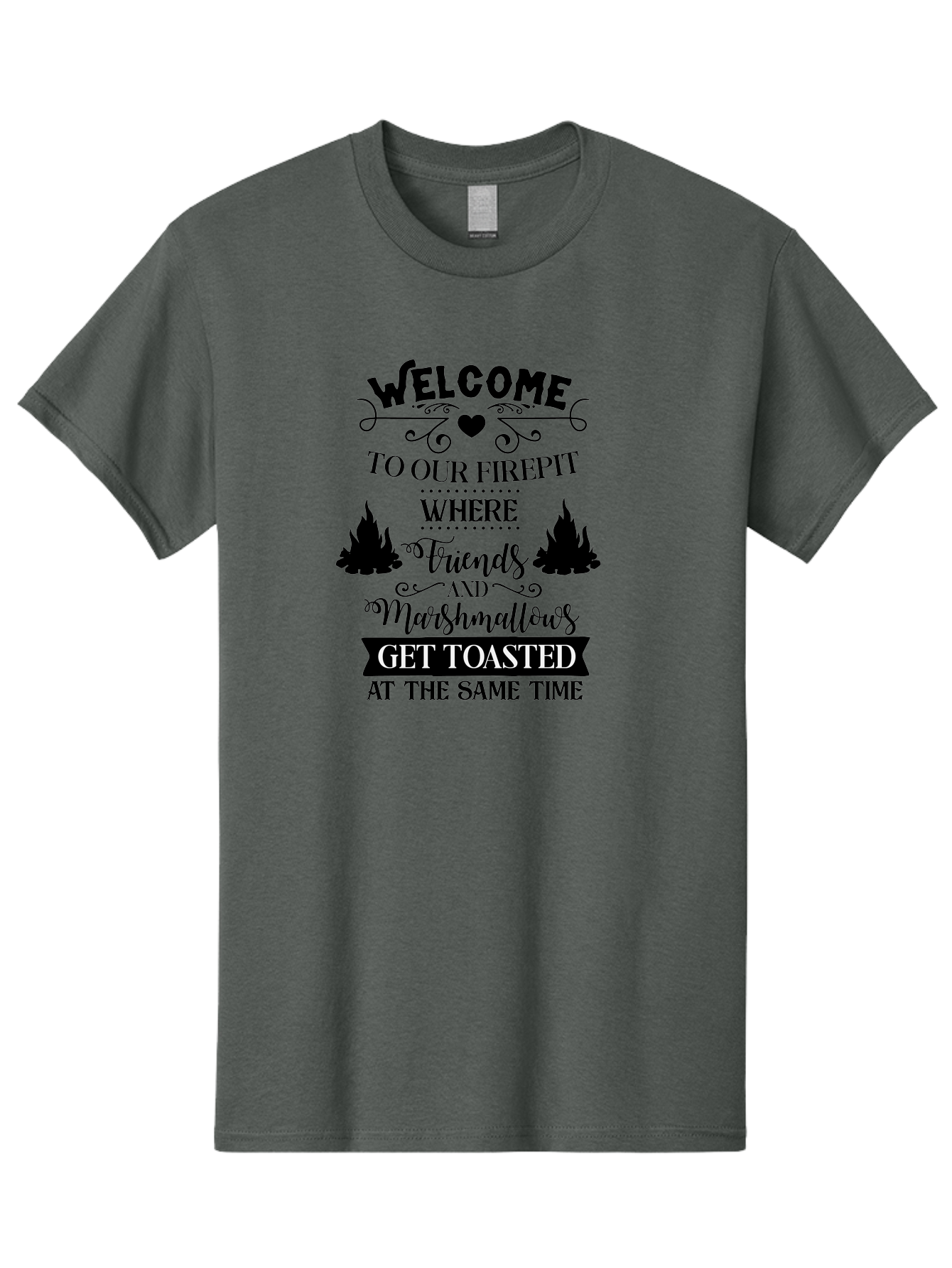 Welcome-To-Our-Firepit Men'S Graphic Tee, 100% Cotton, Comfortable Casual Summer Wear, Machine Washable, Camping Quotes, Friendship Quotes, Marshmallow Toasting, Campfire Quotes, Outdoor Fun, Friendship And Marshmallows, Toasted Treats, Aad296