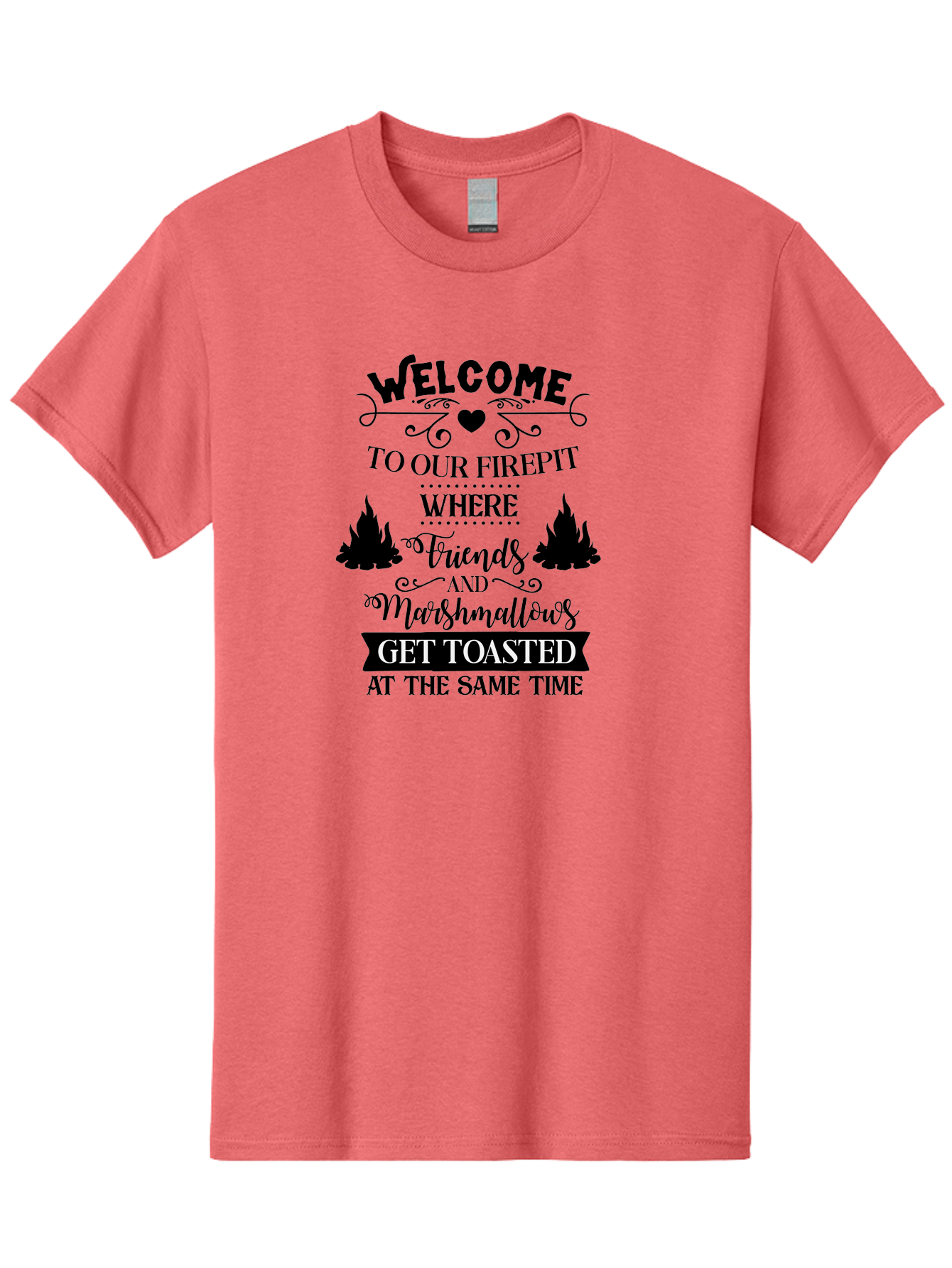 Welcome-To-Our-Firepit Men'S Graphic Tee, 100% Cotton, Comfortable Casual Summer Wear, Machine Washable, Camping Quotes, Friendship Quotes, Marshmallow Toasting, Campfire Quotes, Outdoor Fun, Friendship And Marshmallows, Toasted Treats, Aad296