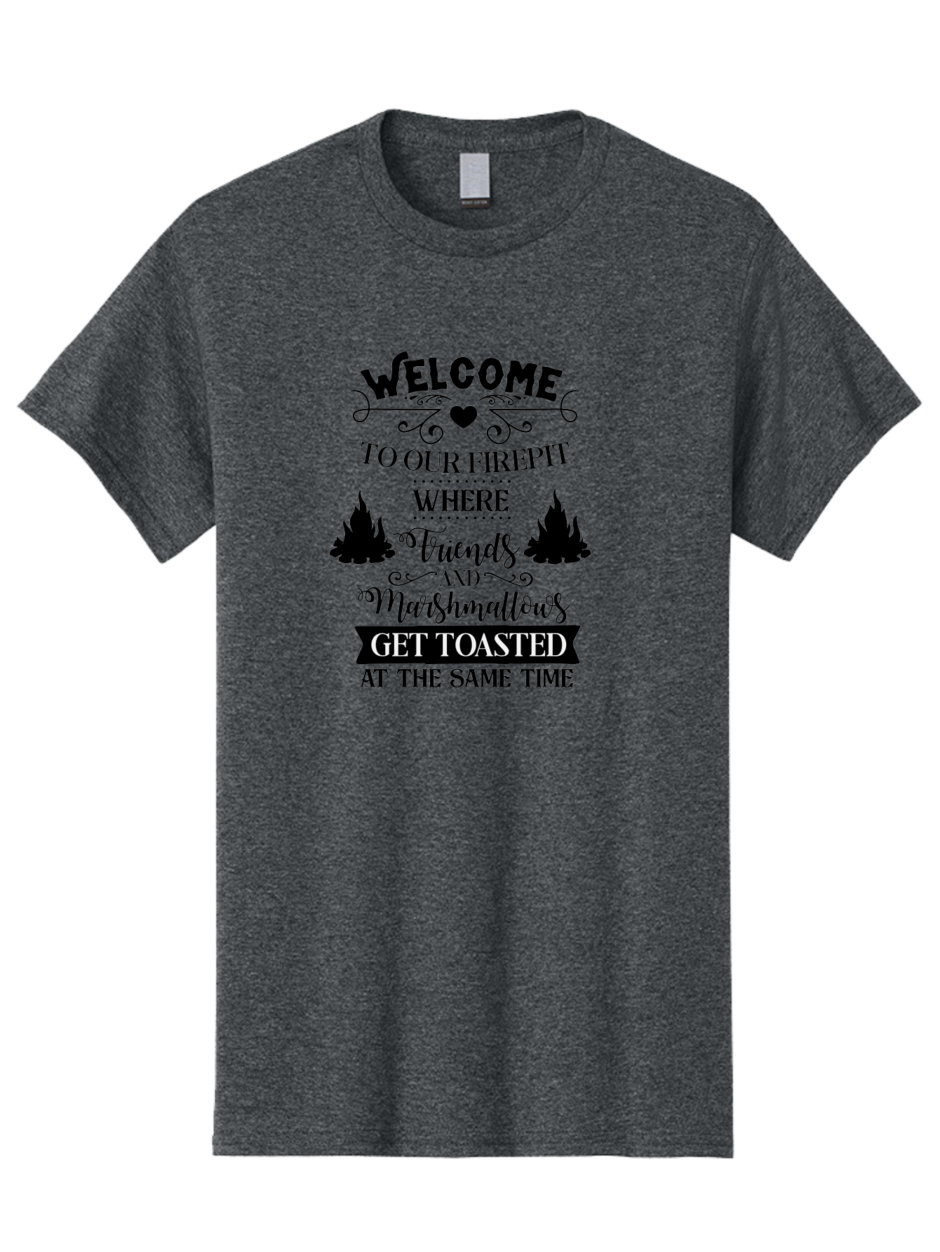 Welcome-To-Our-Firepit Men'S Graphic Tee, 100% Cotton, Comfortable Casual Summer Wear, Machine Washable, Camping Quotes, Friendship Quotes, Marshmallow Toasting, Campfire Quotes, Outdoor Fun, Friendship And Marshmallows, Toasted Treats, Aad296