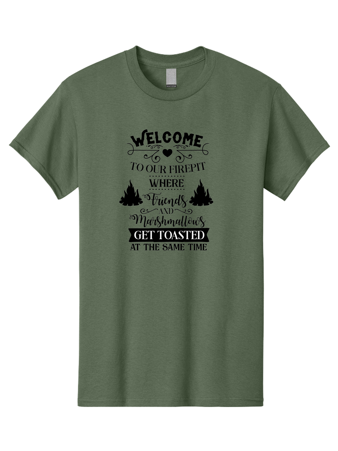 Welcome-To-Our-Firepit Men'S Graphic Tee, 100% Cotton, Comfortable Casual Summer Wear, Machine Washable, Camping Quotes, Friendship Quotes, Marshmallow Toasting, Campfire Quotes, Outdoor Fun, Friendship And Marshmallows, Toasted Treats, Aad296