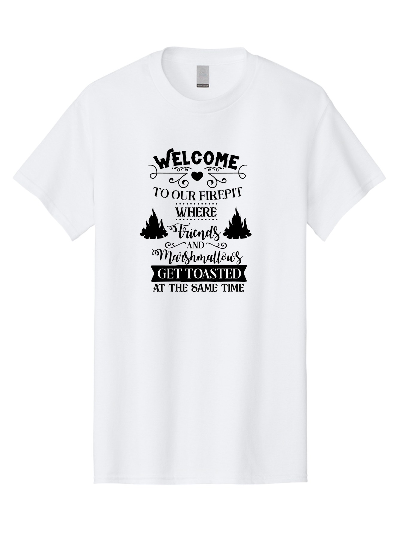Welcome-To-Our-Firepit Men'S Graphic Tee, 100% Cotton, Comfortable Casual Summer Wear, Machine Washable, Camping Quotes, Friendship Quotes, Marshmallow Toasting, Campfire Quotes, Outdoor Fun, Friendship And Marshmallows, Toasted Treats, Aad296