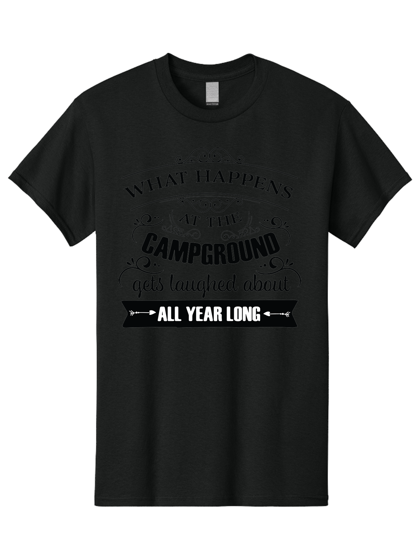 What-Happens-At-The-Campground Men'S Graphic Tee, 100% Cotton, Comfortable Casual Summer Wear, Machine Washable, Camping Funny, Humor Quotes, Outdoorsy Vibe, Camping Adventures, Outdoor Humor, Funny Sayings About Camping, Camping Jokes, Aad298