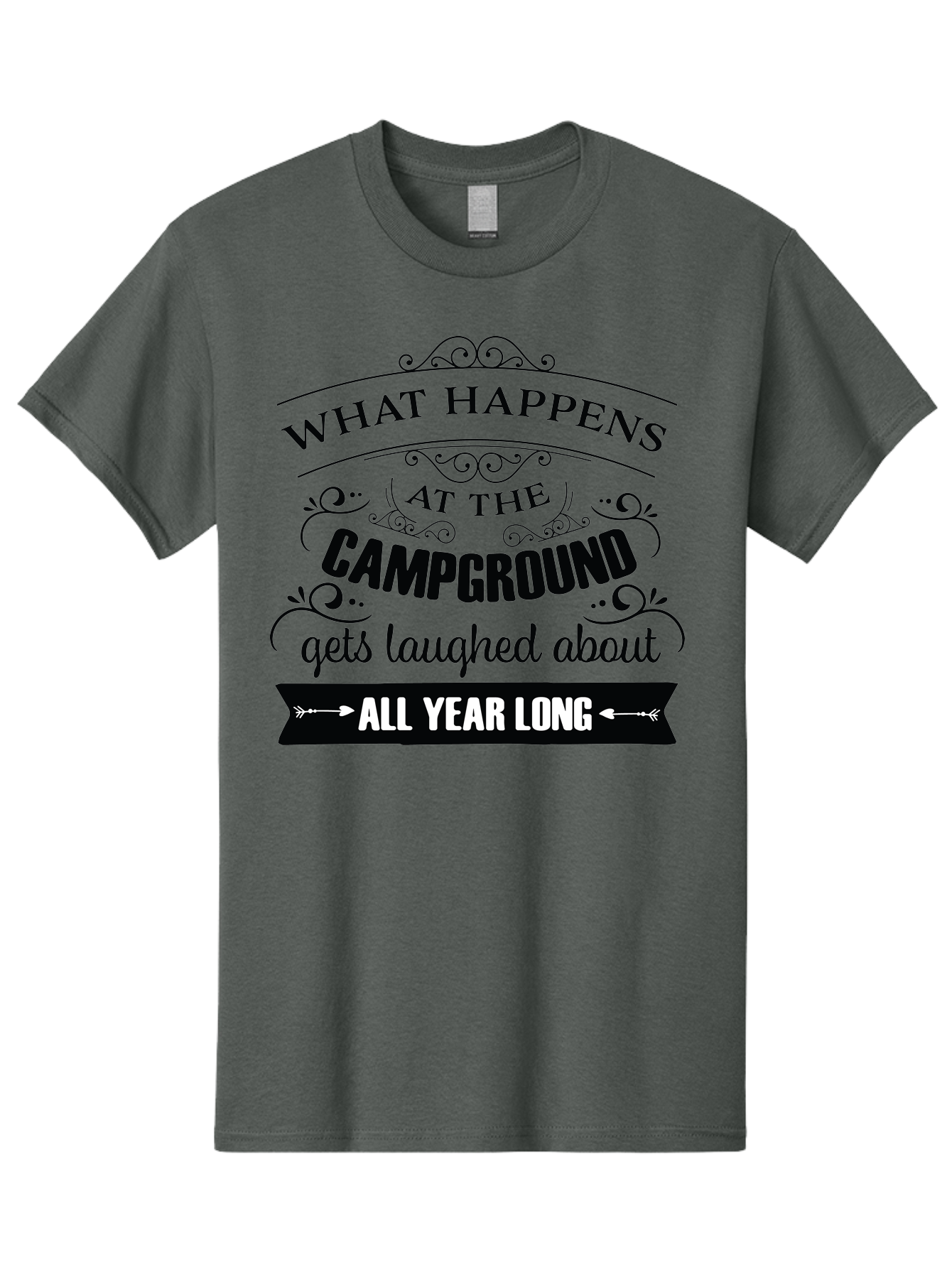 What-Happens-At-The-Campground Men'S Graphic Tee, 100% Cotton, Comfortable Casual Summer Wear, Machine Washable, Camping Funny, Humor Quotes, Outdoorsy Vibe, Camping Adventures, Outdoor Humor, Funny Sayings About Camping, Camping Jokes, Aad298
