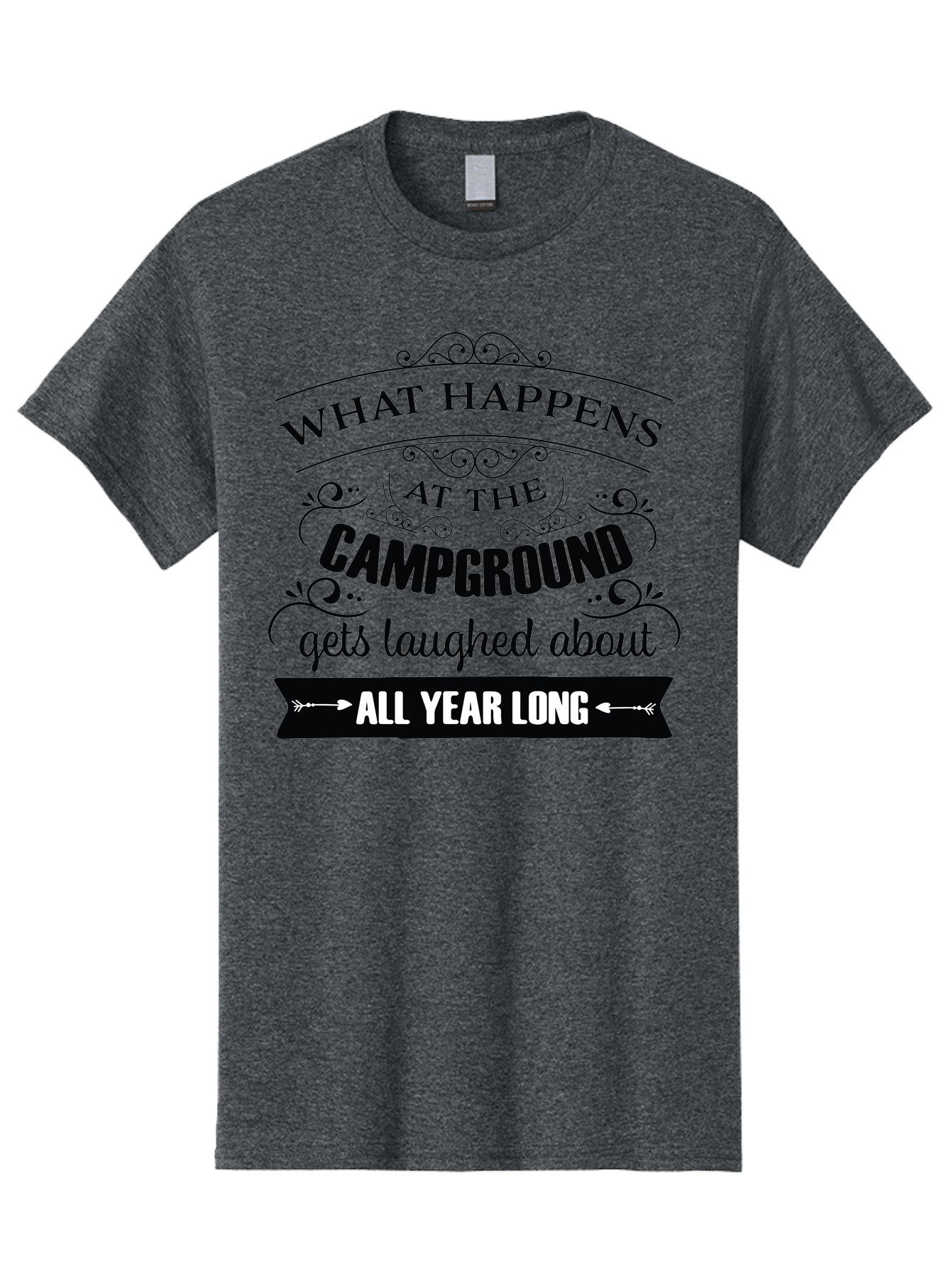 What-Happens-At-The-Campground Men'S Graphic Tee, 100% Cotton, Comfortable Casual Summer Wear, Machine Washable, Camping Funny, Humor Quotes, Outdoorsy Vibe, Camping Adventures, Outdoor Humor, Funny Sayings About Camping, Camping Jokes, Aad298