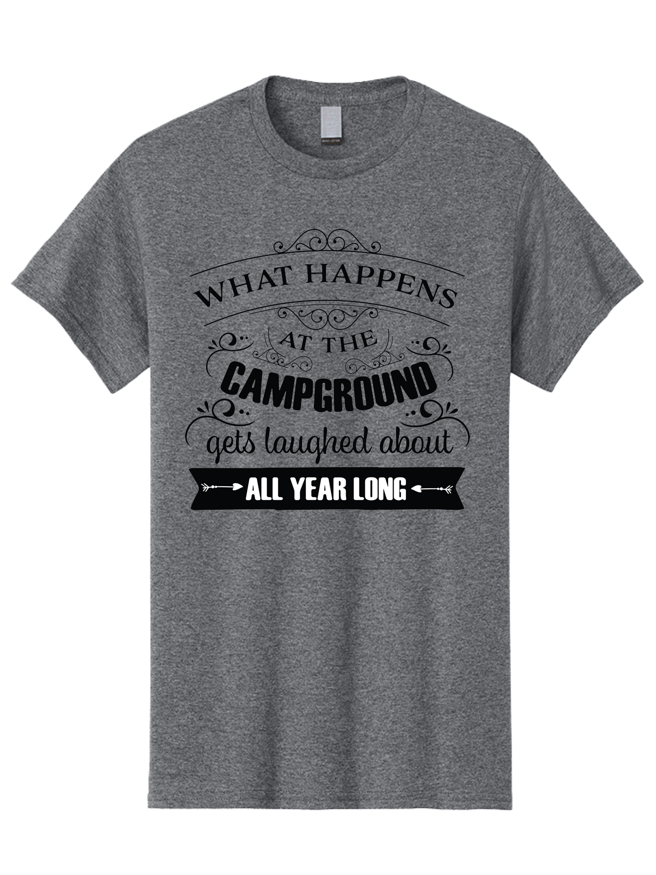 What-Happens-At-The-Campground Men'S Graphic Tee, 100% Cotton, Comfortable Casual Summer Wear, Machine Washable, Camping Funny, Humor Quotes, Outdoorsy Vibe, Camping Adventures, Outdoor Humor, Funny Sayings About Camping, Camping Jokes, Aad298