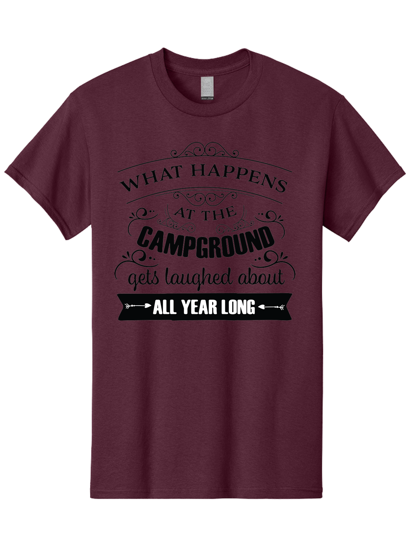 What-Happens-At-The-Campground Men'S Graphic Tee, 100% Cotton, Comfortable Casual Summer Wear, Machine Washable, Camping Funny, Humor Quotes, Outdoorsy Vibe, Camping Adventures, Outdoor Humor, Funny Sayings About Camping, Camping Jokes, Aad298